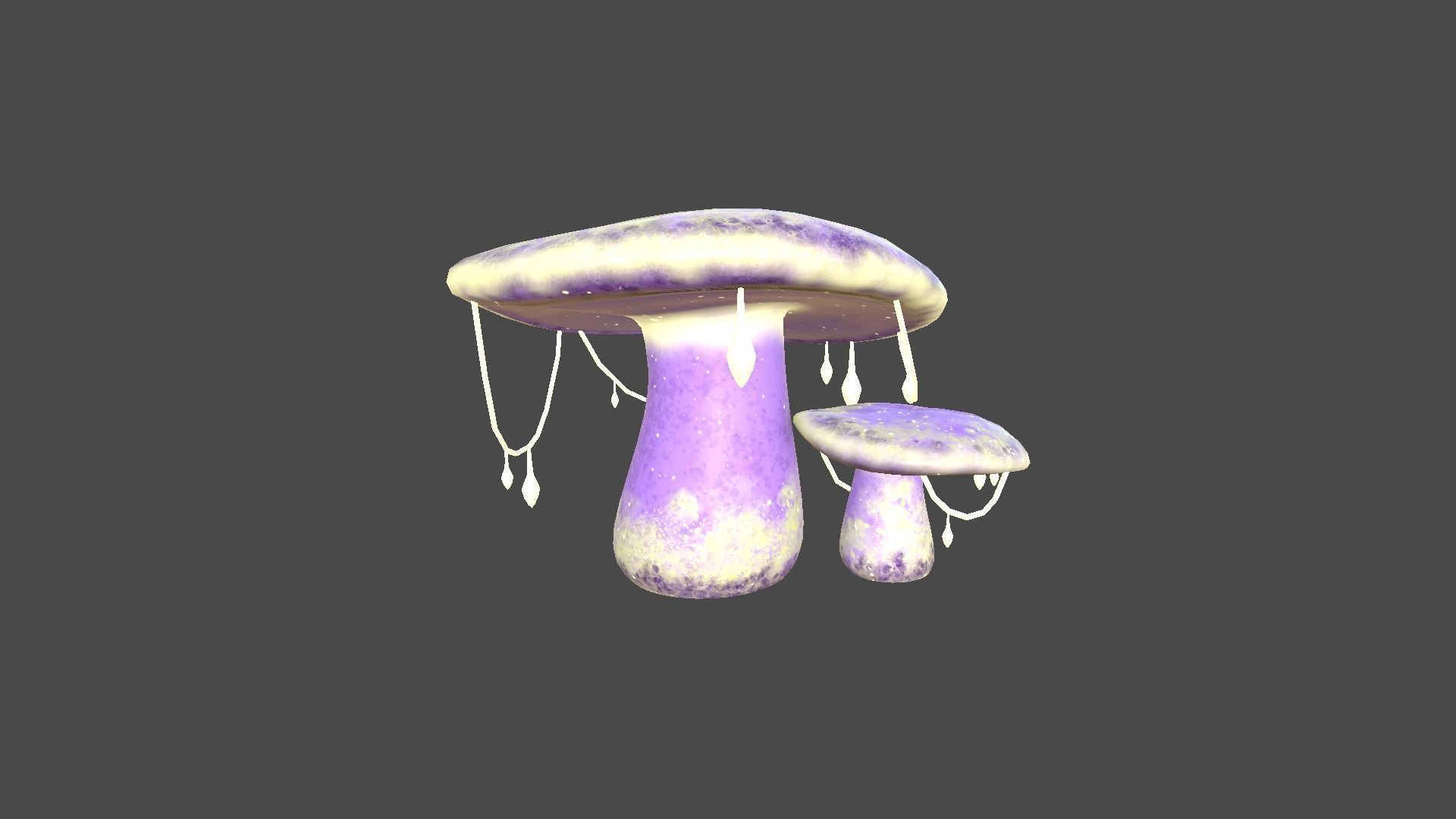 Fantasy Mushroom C08 Purple Yellow - Scene Backdrop Design Low-poly 3D model_3