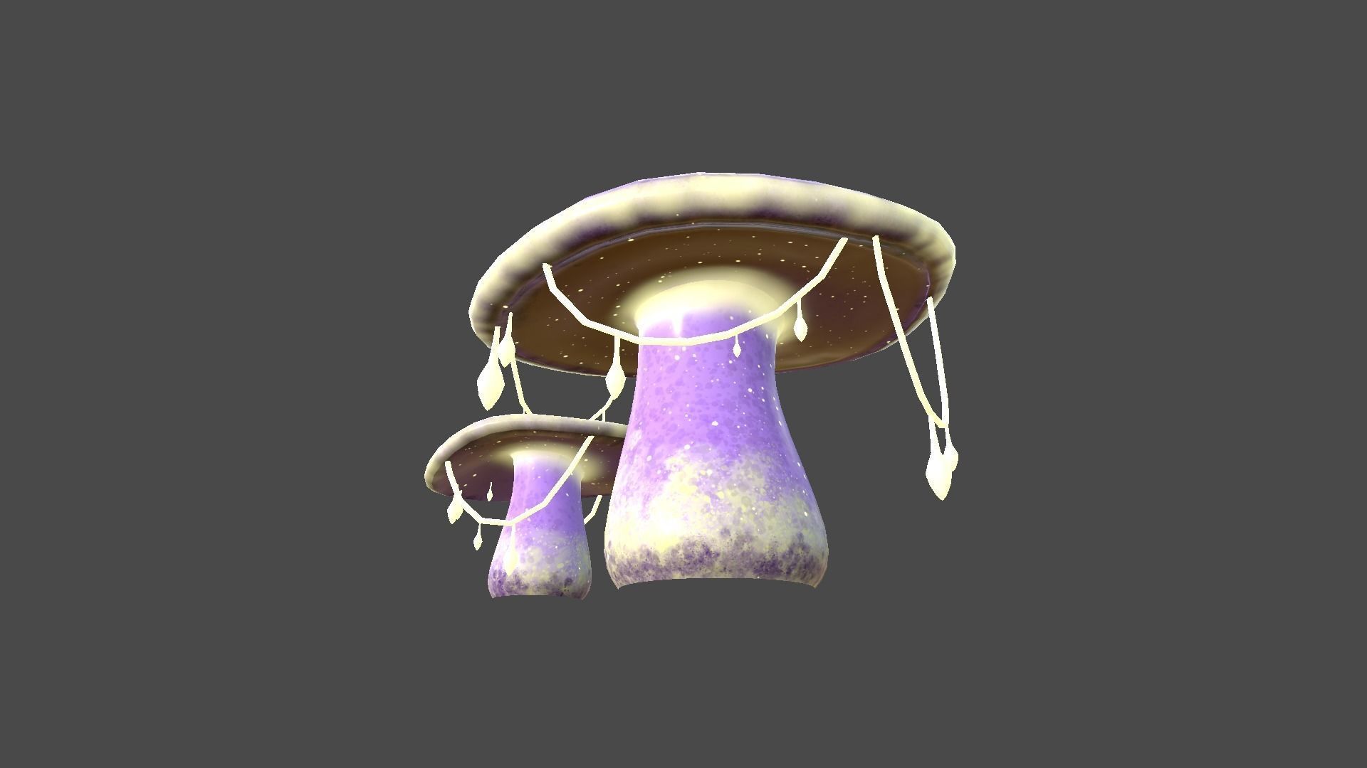 Fantasy Mushroom C08 Purple Yellow - Scene Backdrop Design Low-poly 3D model_4