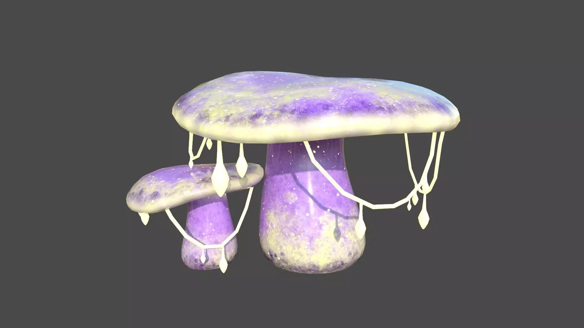 Fantasy Mushroom C08 Purple Yellow - Scene Backdrop Design Low-poly 3D model_0