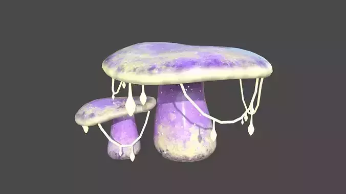 Fantasy Mushroom C08 Purple Yellow - Scene Backdrop Design Low-poly 3D model