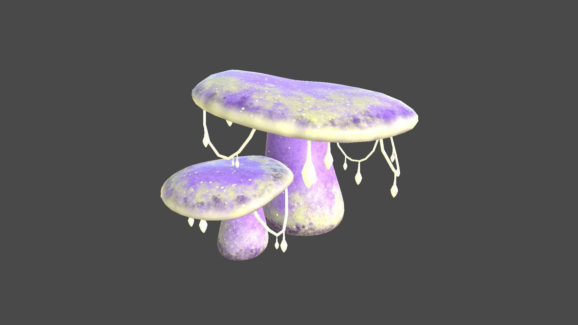 Fantasy Mushroom C08 Purple Yellow - Scene Backdrop Design Low-poly 3D model_2