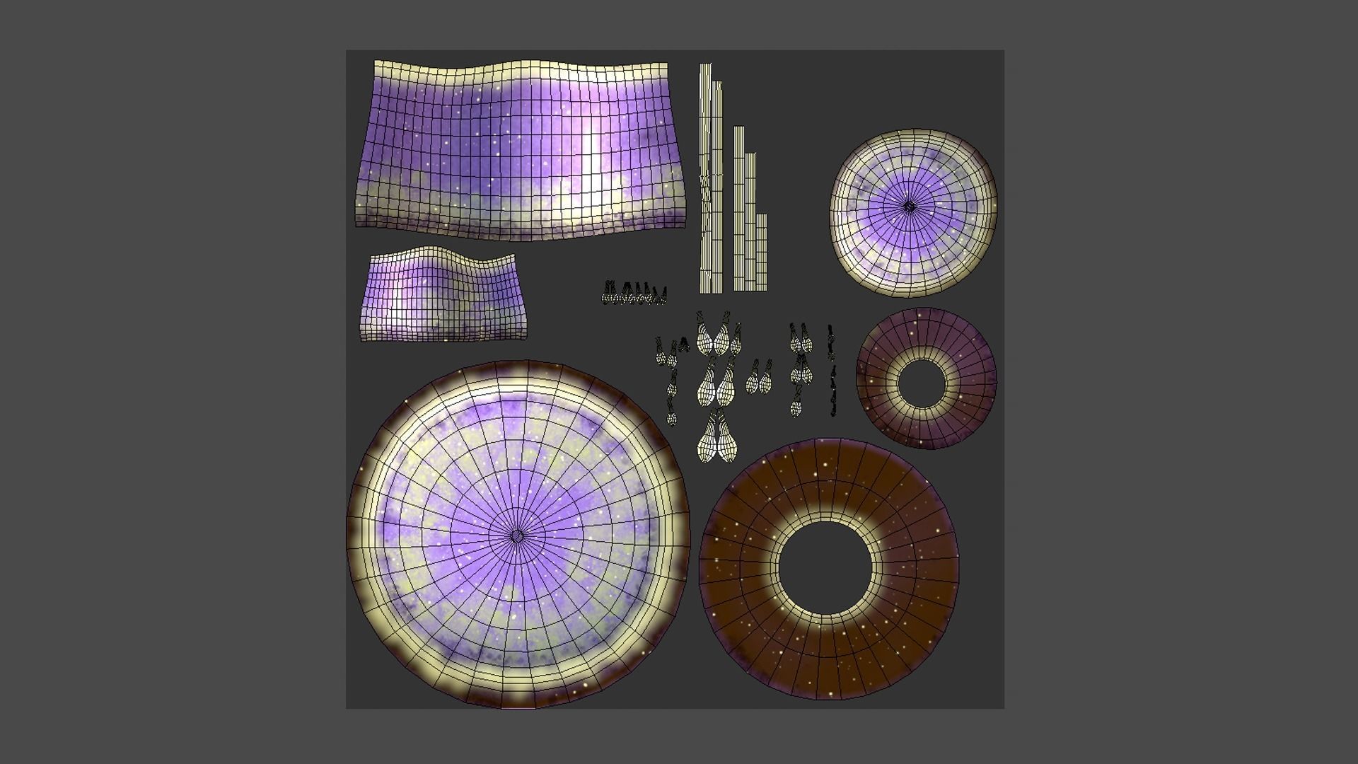 Fantasy Mushroom C08 Purple Yellow - Scene Backdrop Design Low-poly 3D model_5