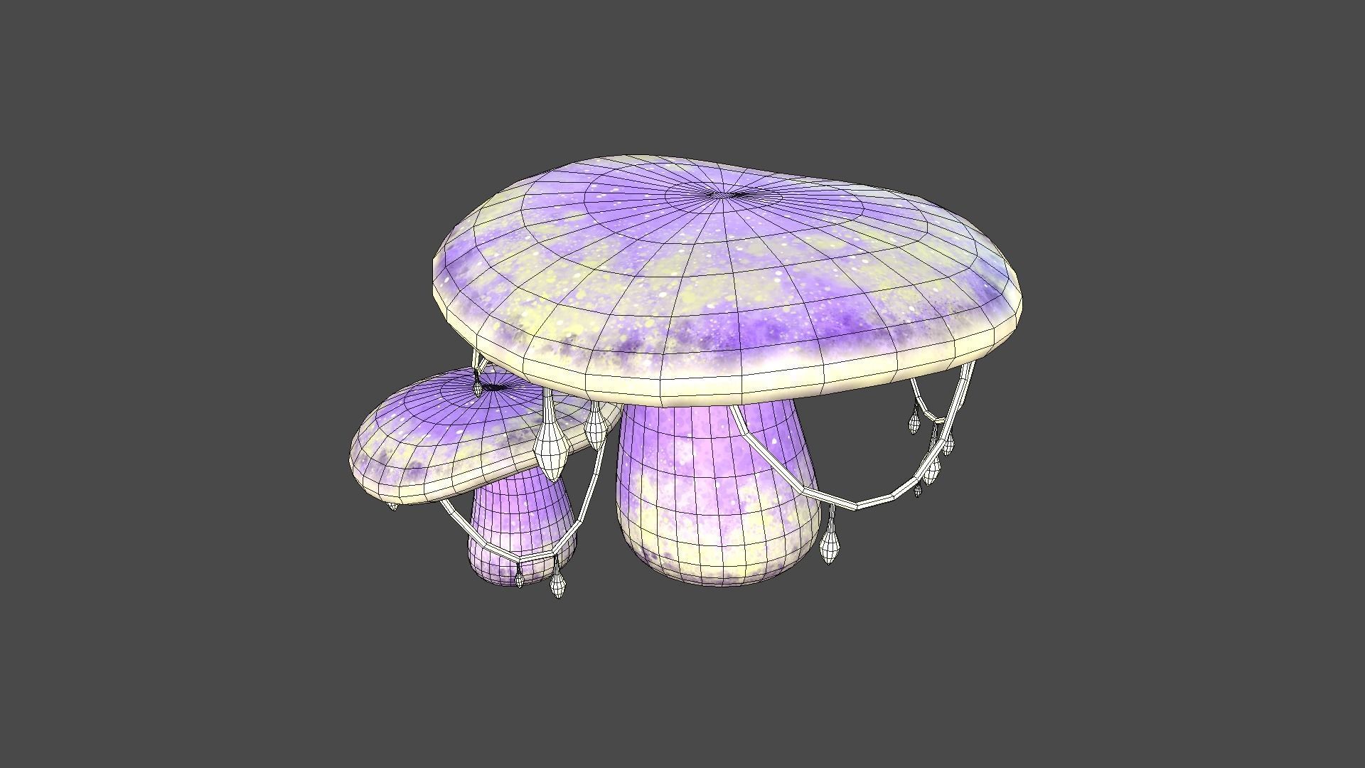 Fantasy Mushroom C08 Purple Yellow - Scene Backdrop Design Low-poly 3D model_6
