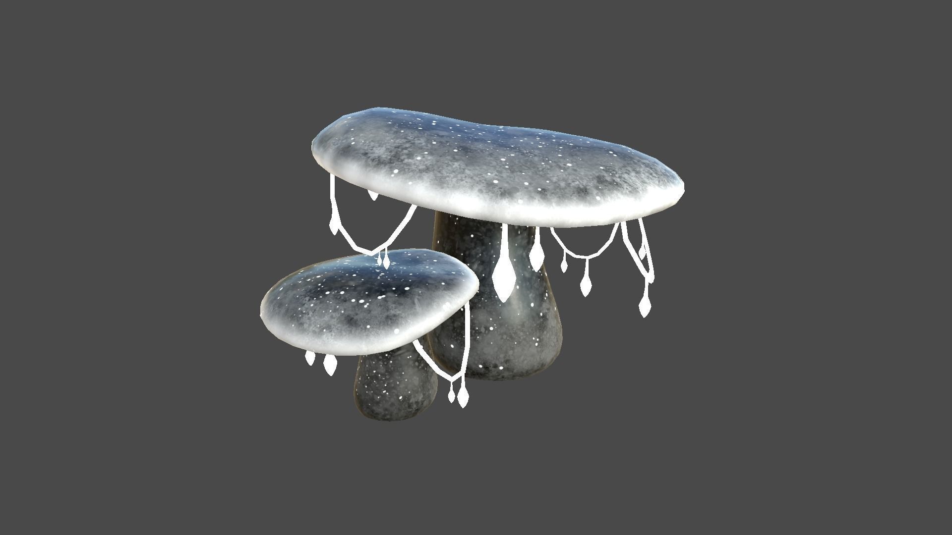 Fantasy Mushroom C10 Black - Scene Backdrop Design Low-poly 3D model_2