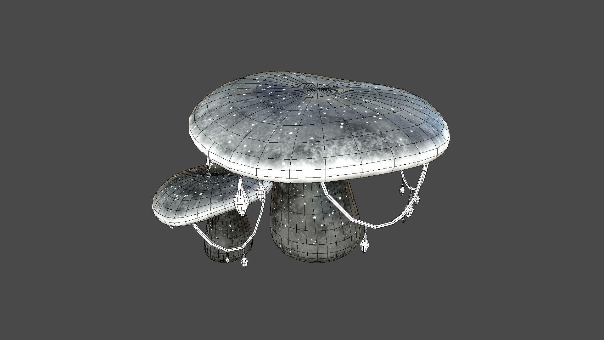 Fantasy Mushroom C10 Black - Scene Backdrop Design Low-poly 3D model_6