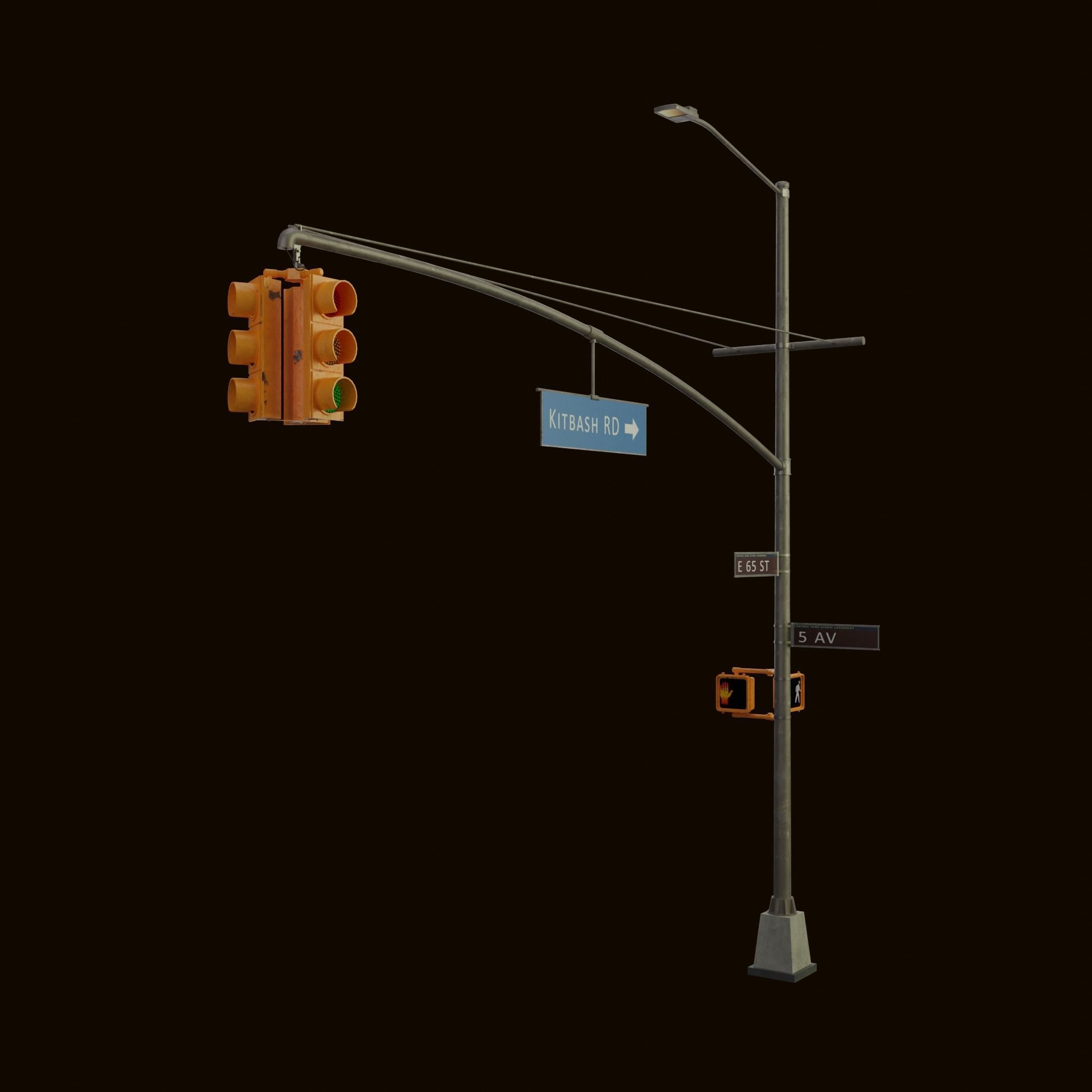 High Poly Traffic Lights Pack- 3 variant Low-poly 3D model_3