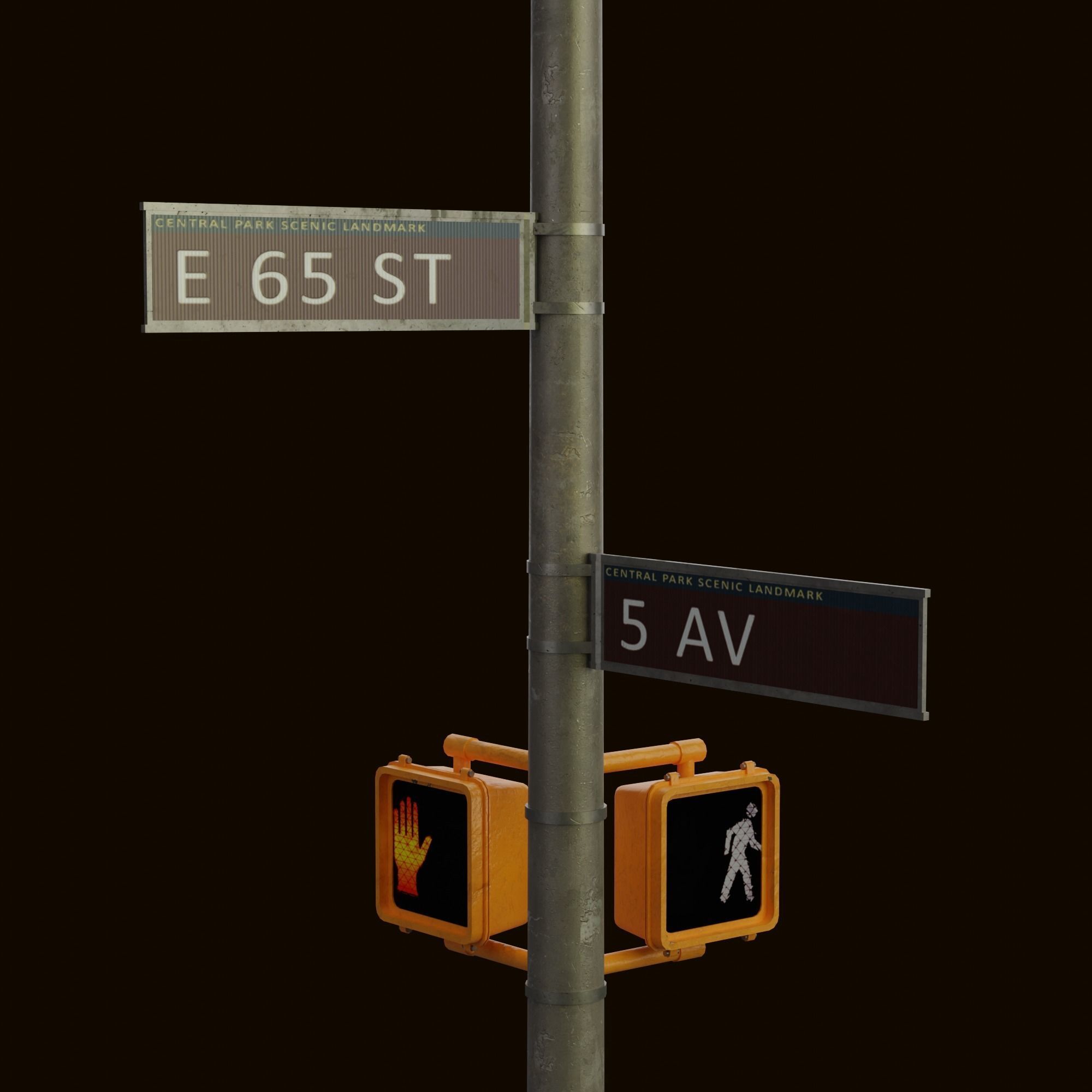 High Poly Traffic Lights Pack- 3 variant Low-poly 3D model_6