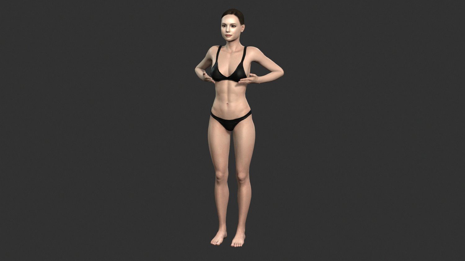 Game character Woman Low-poly 3D model_3