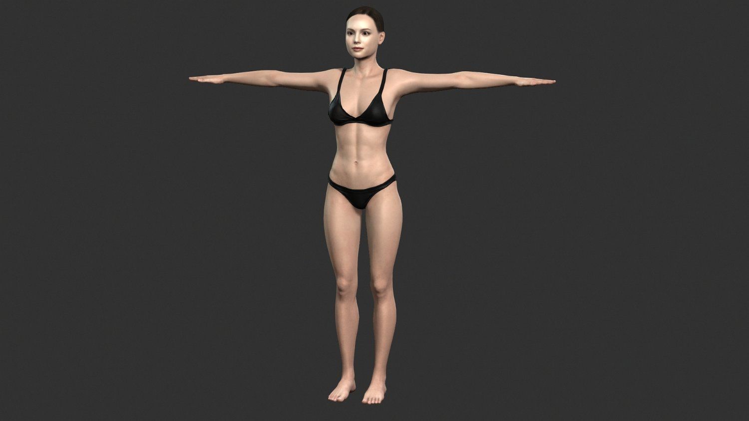 Game character Woman Low-poly 3D model_1