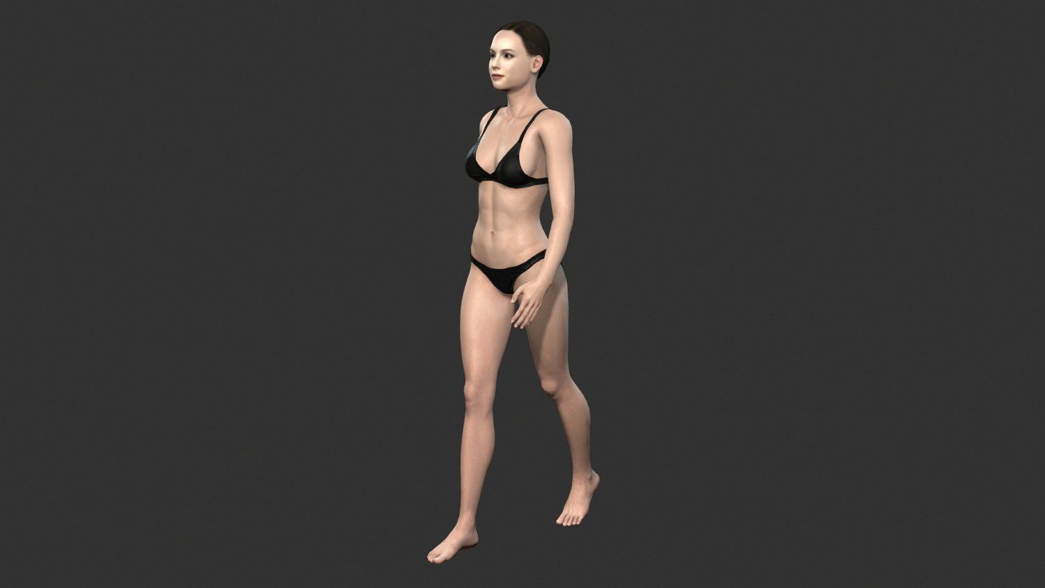 Game character Woman Low-poly 3D model_2