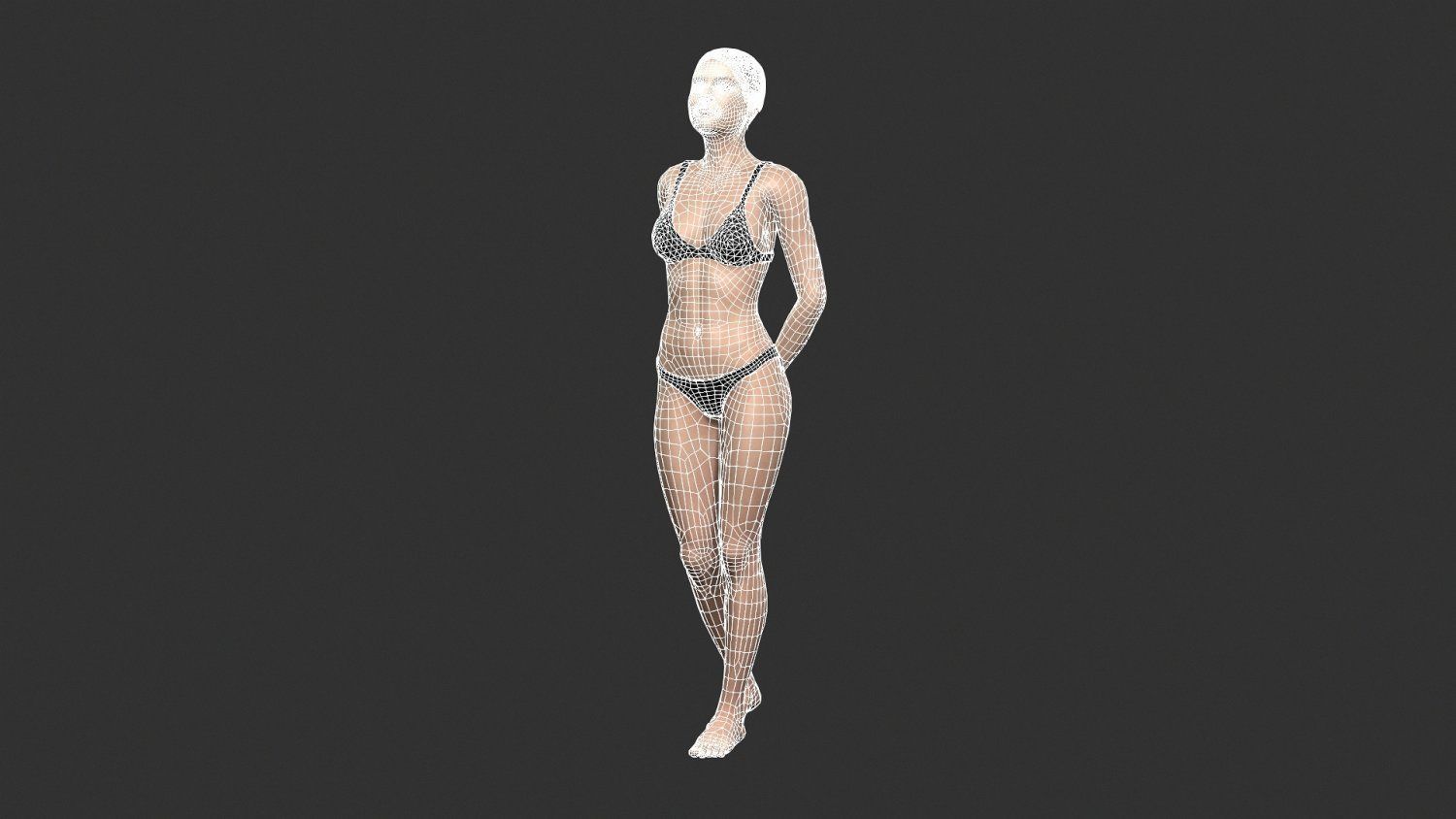 Game character Woman Low-poly 3D model_7