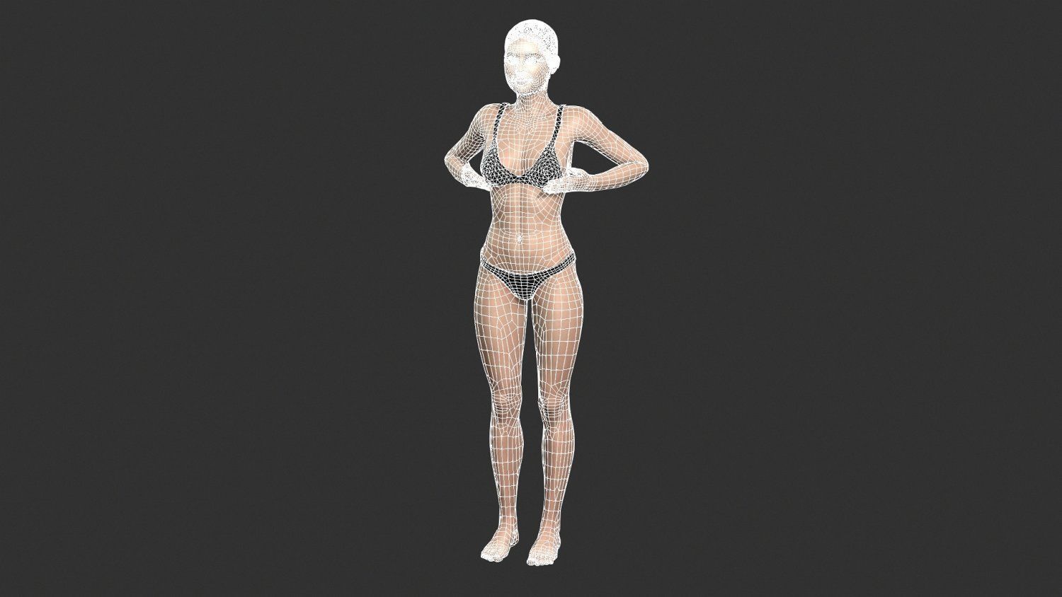 Game character Woman Low-poly 3D model_9