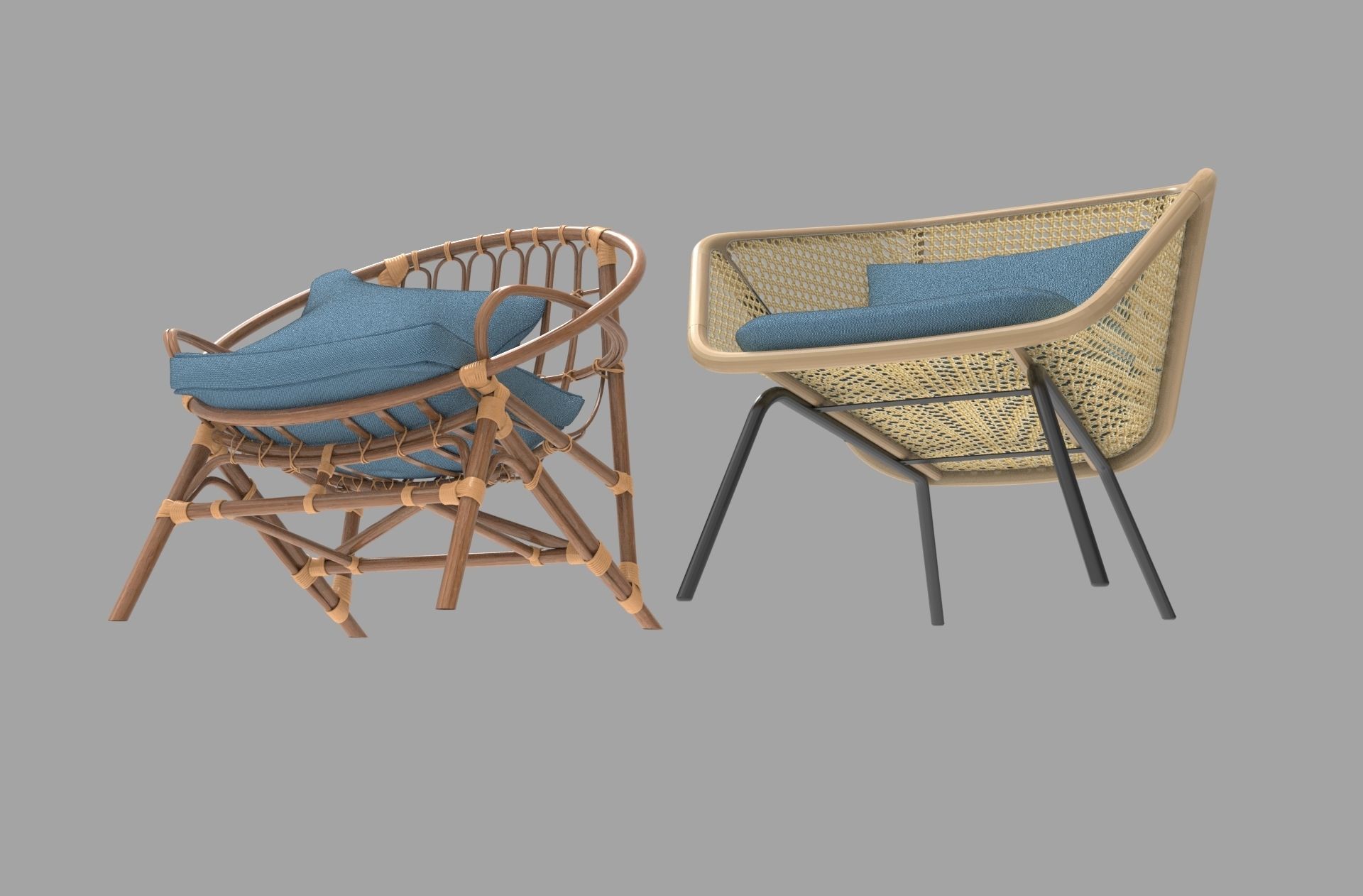 Rattan chair 3d model 3D model_2