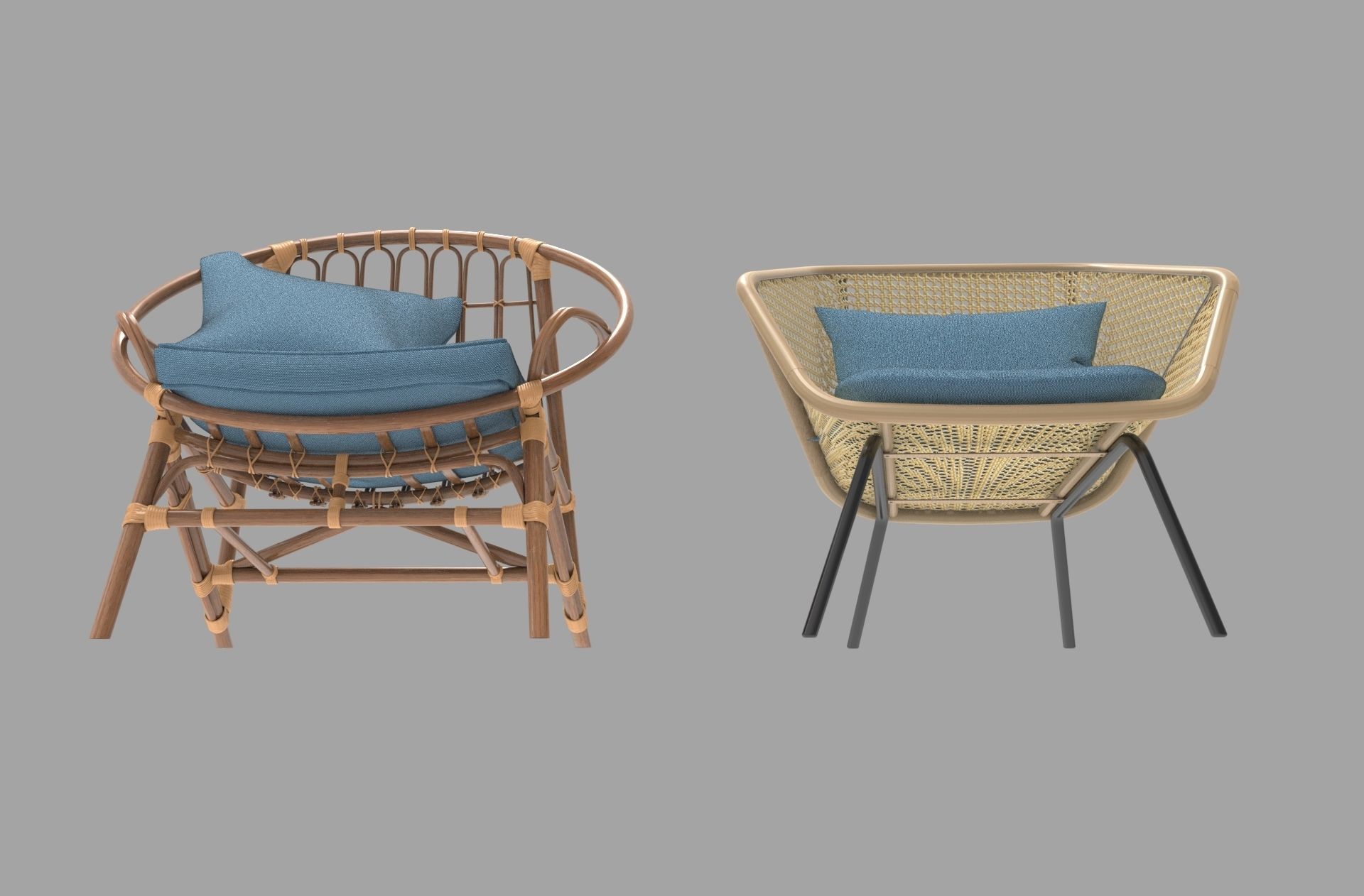 Rattan chair 3d model 3D model_5