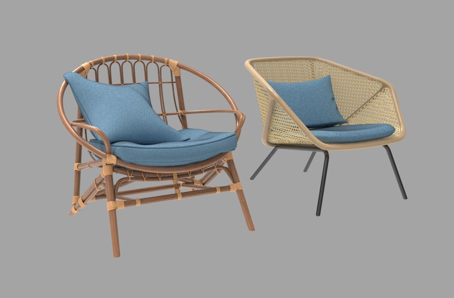 Rattan chair 3d model 3D model_4