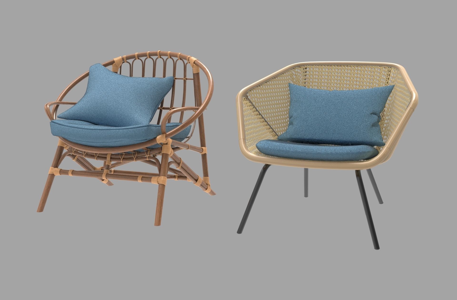 Rattan chair 3d model 3D model_1