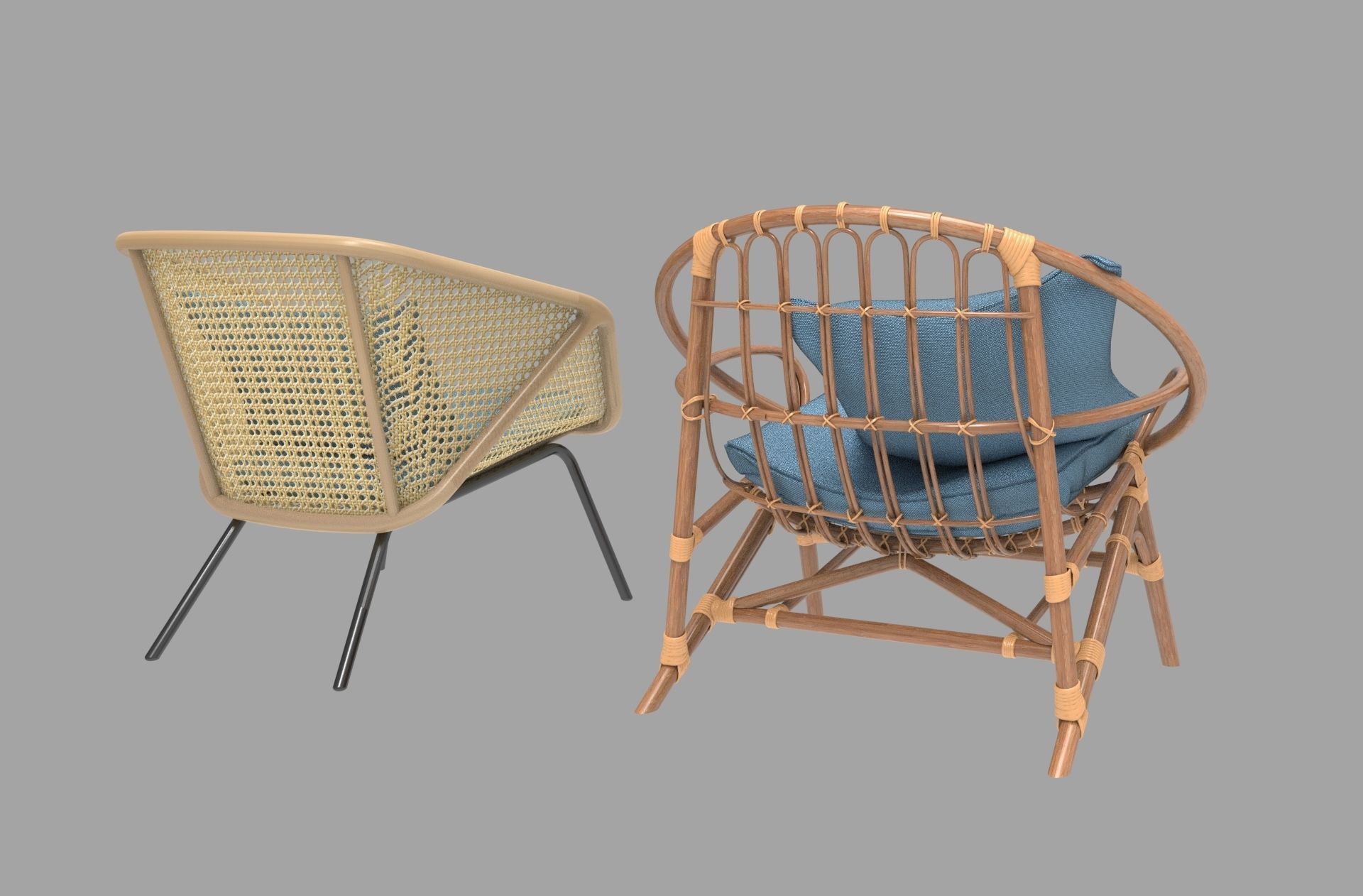 Rattan chair 3d model 3D model_3