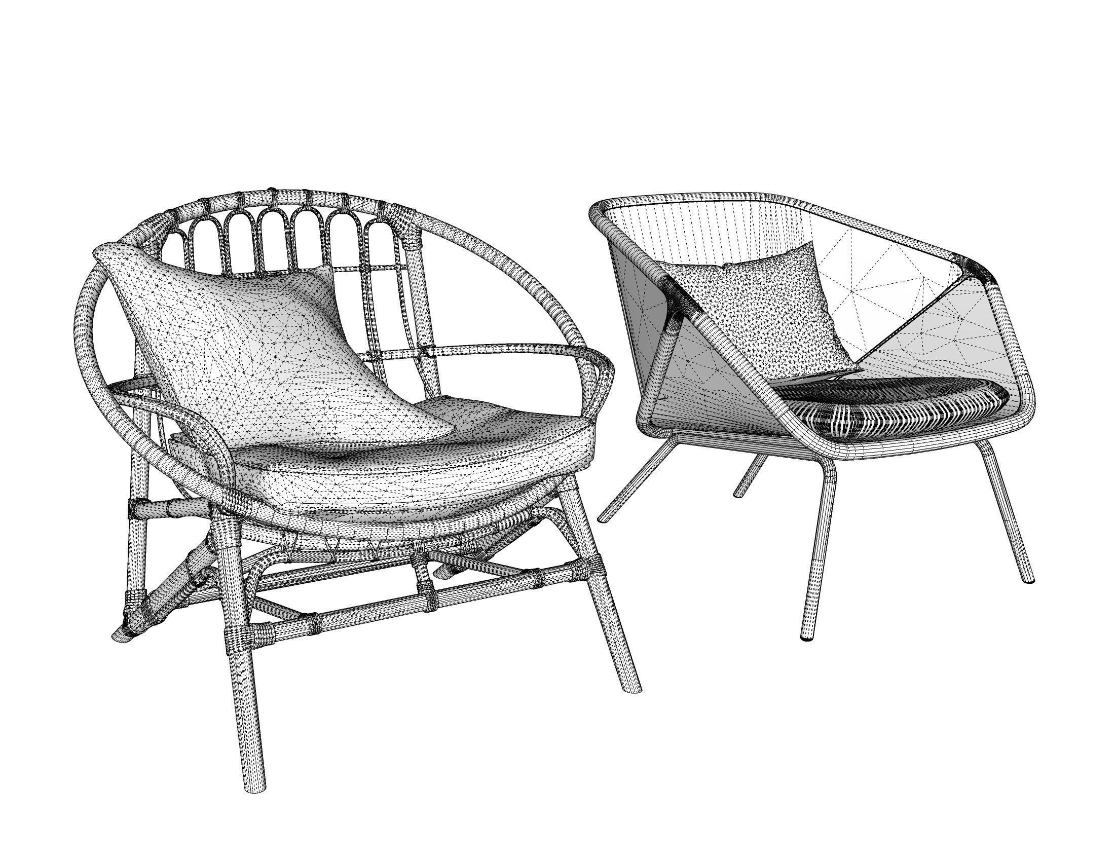 Rattan chair 3d model 3D model_8