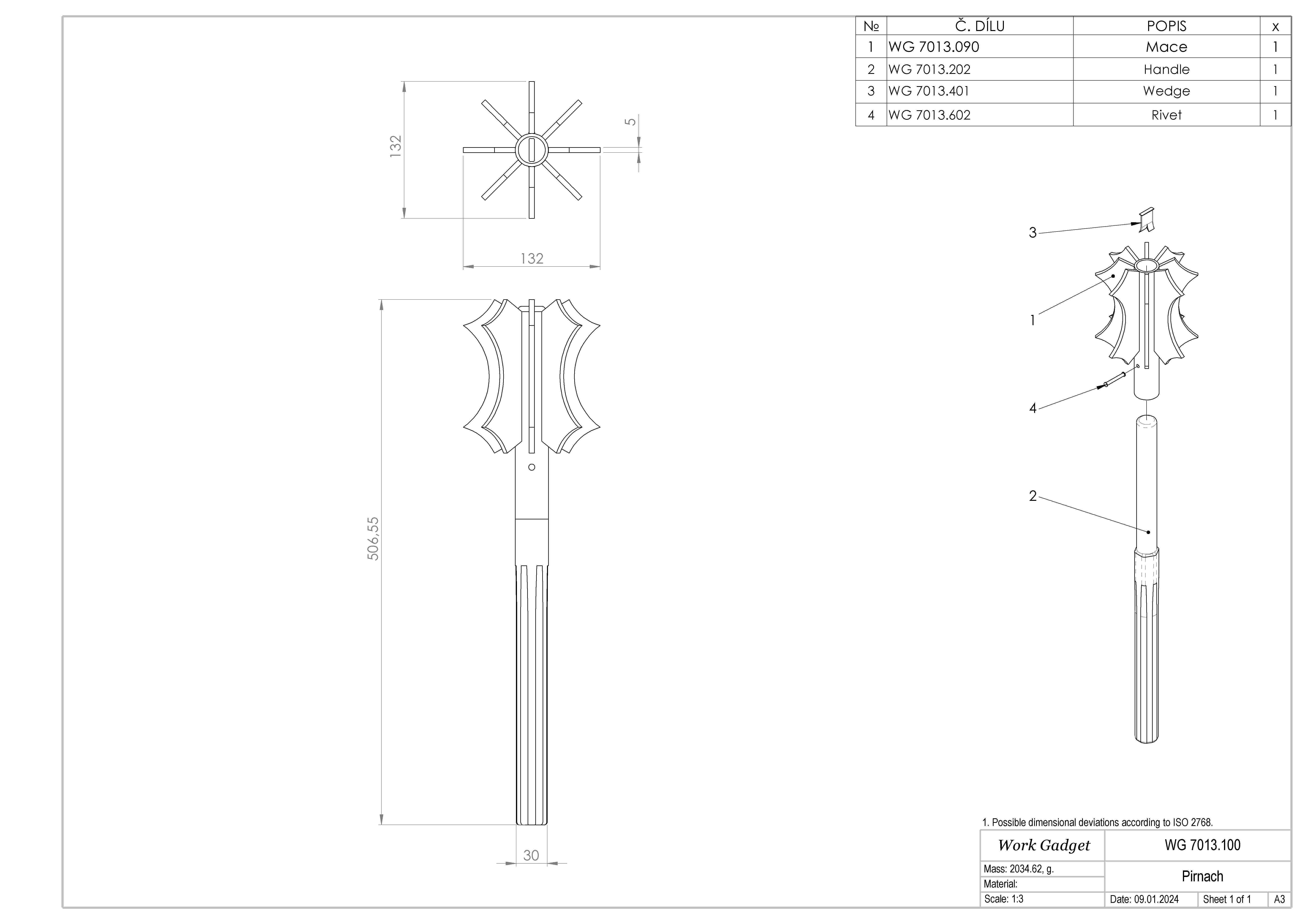 WG 7013 - Mace v1 Low-poly 3D model_1