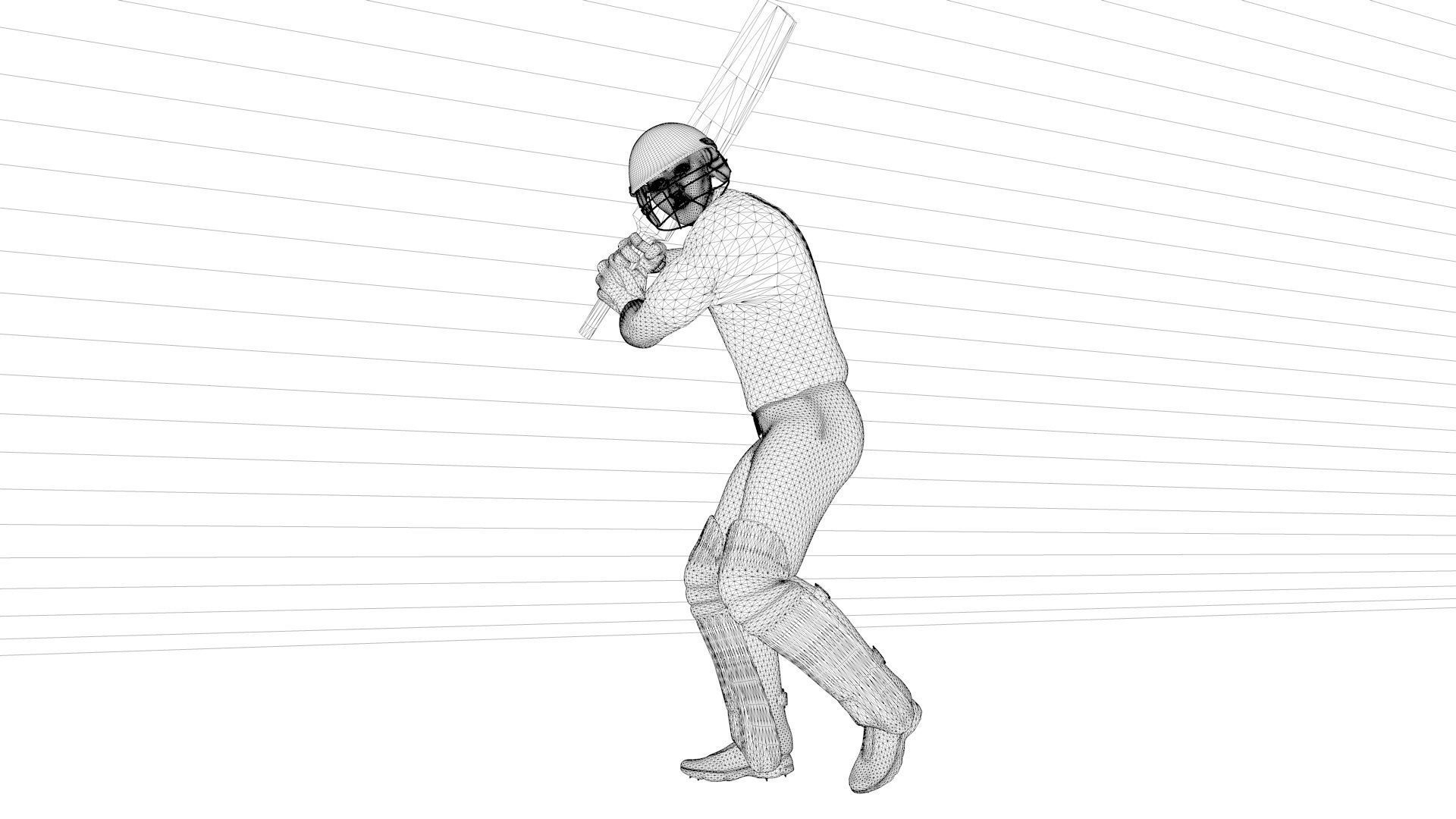 Cricket Batsman Animated 3D model_10