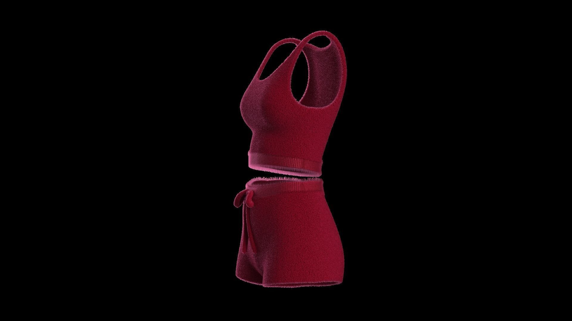 Plush short and top  3D model_3
