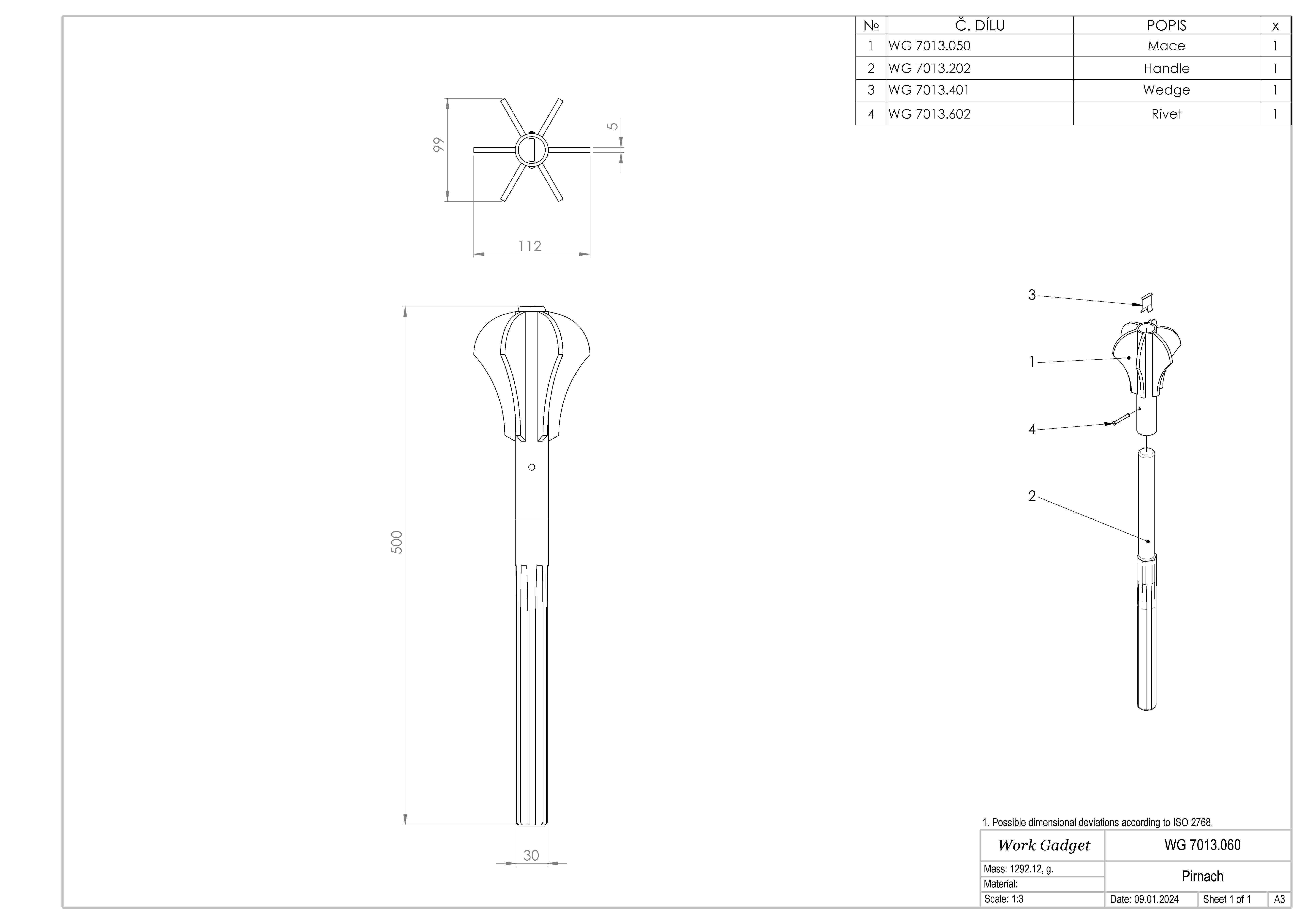WG 7013 - Mace v3 Low-poly 3D model_1