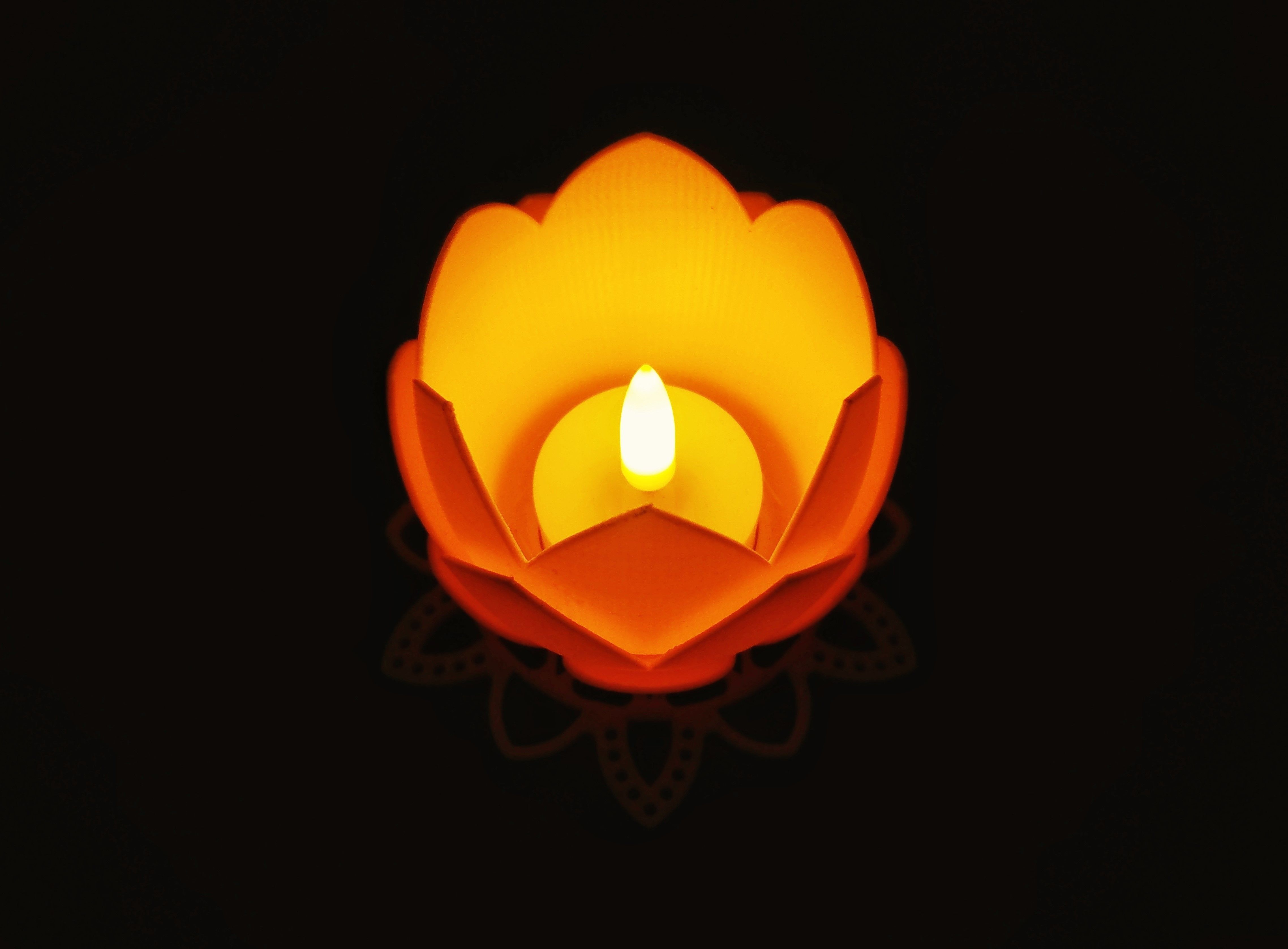 Lotus Flower Tea Light Holder 3D print model_2