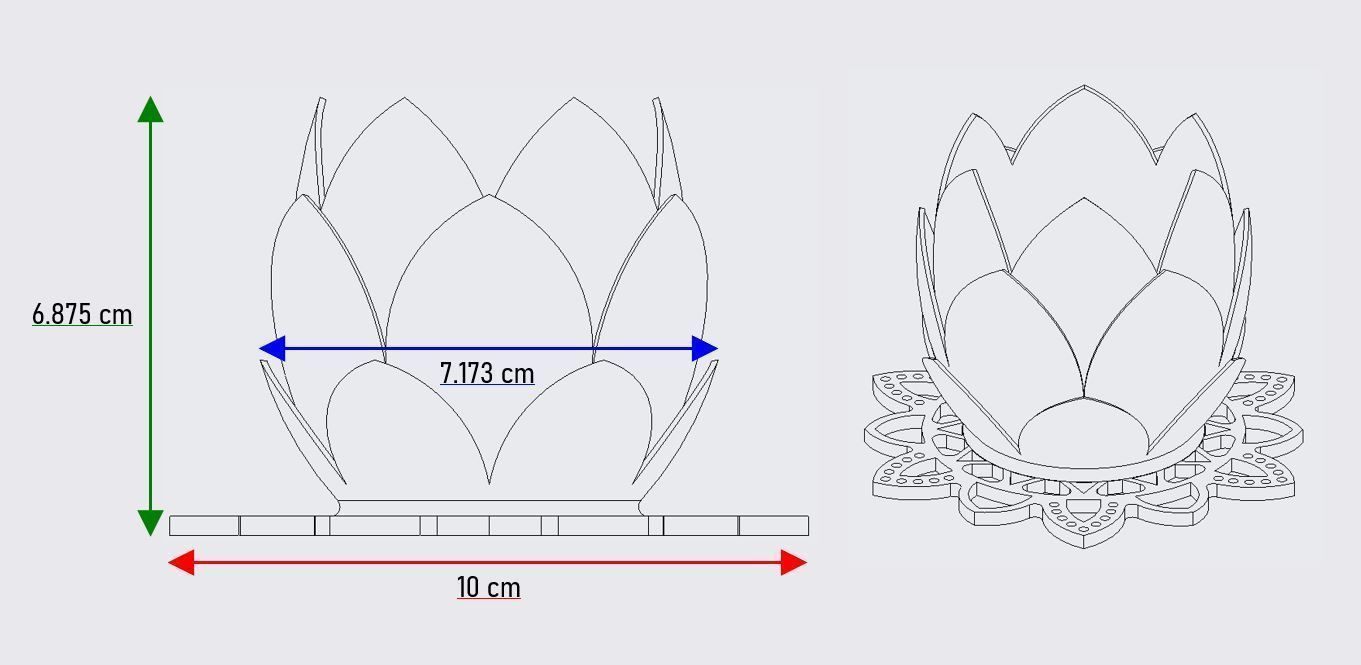 Lotus Flower Tea Light Holder 3D print model_7