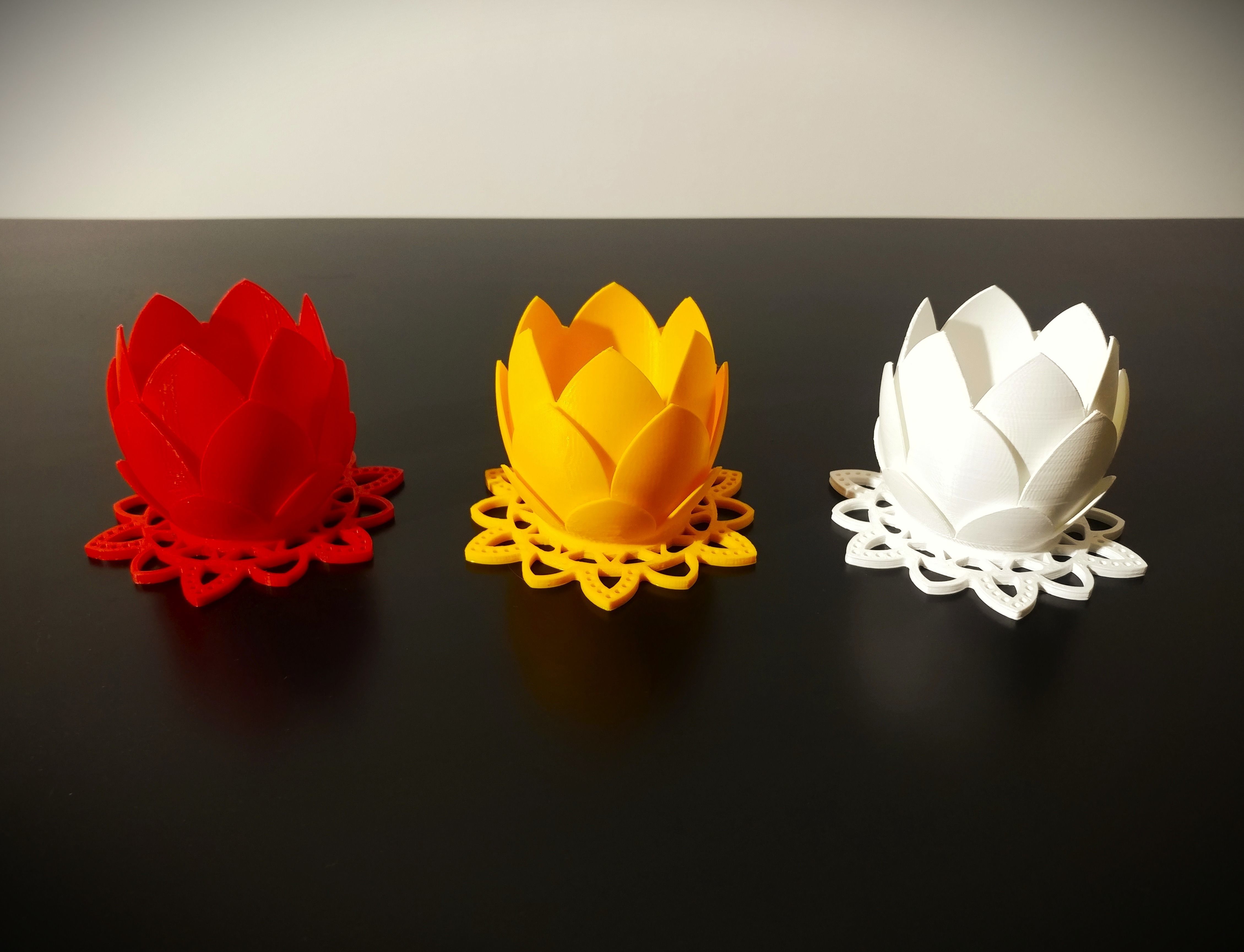 Lotus Flower Tea Light Holder 3D print model_5