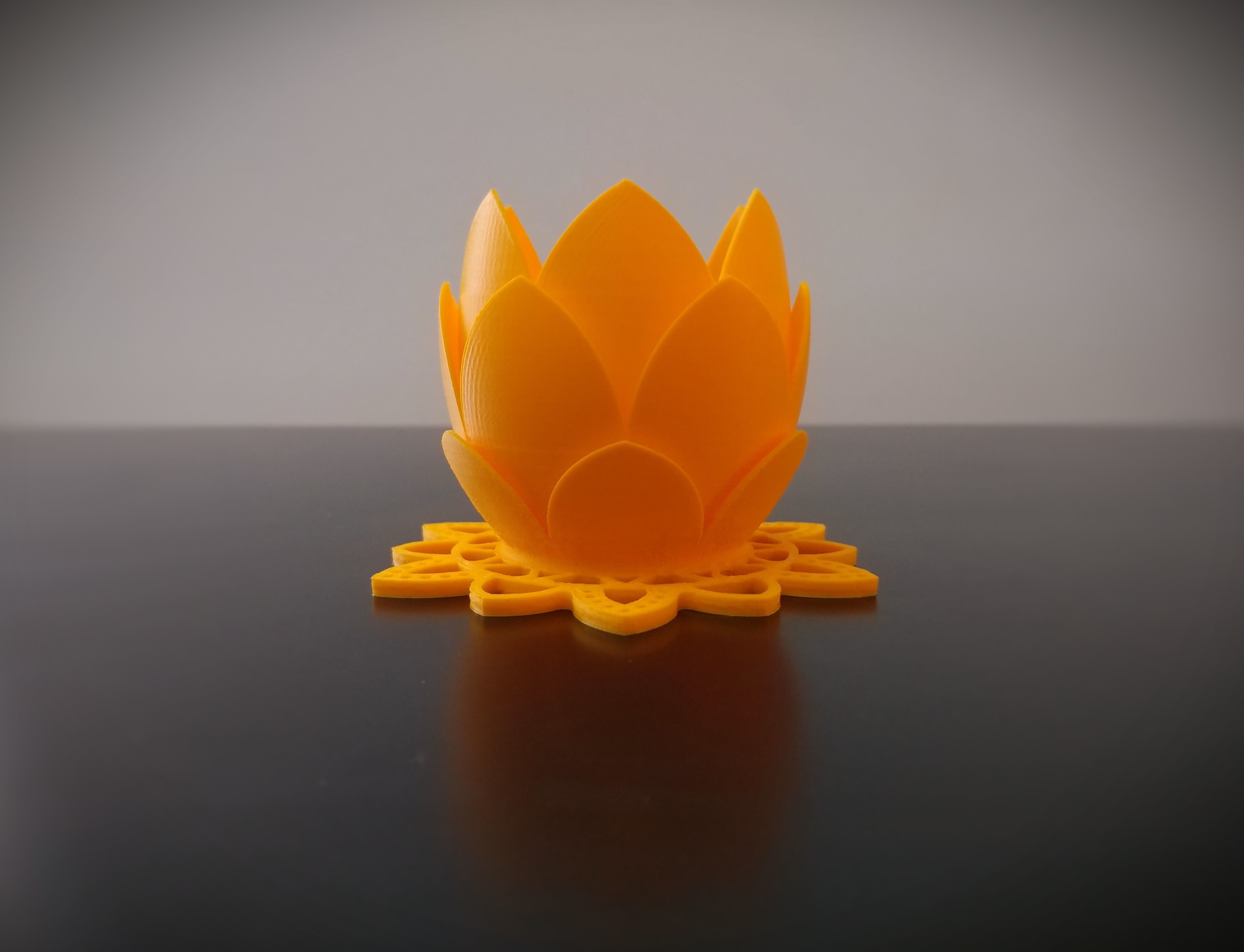 Lotus Flower Tea Light Holder 3D print model_3