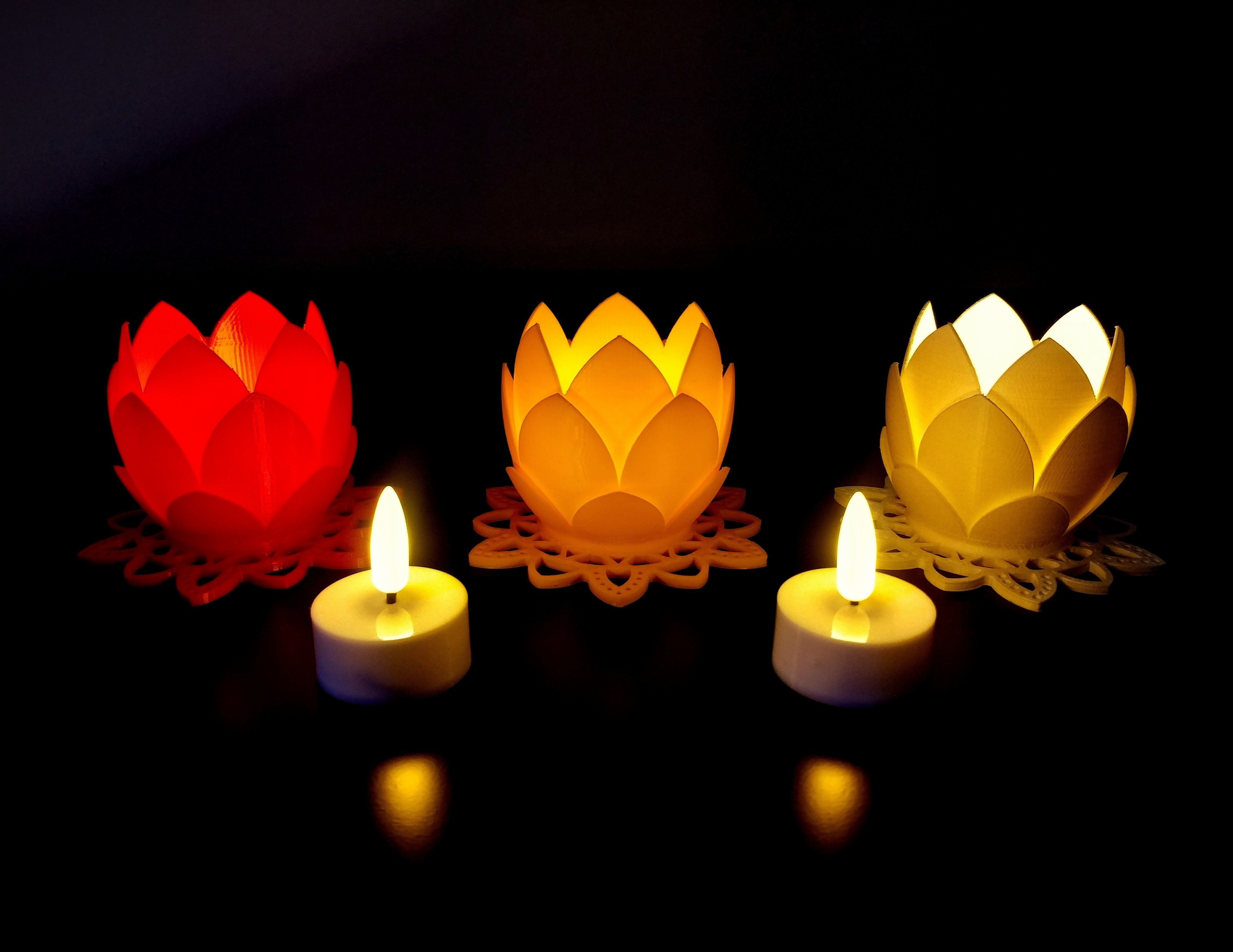 Lotus Flower Tea Light Holder 3D print model_4