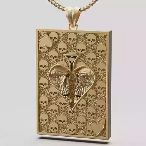 Pikes Spades playing card skull 3d pendant  jewelry