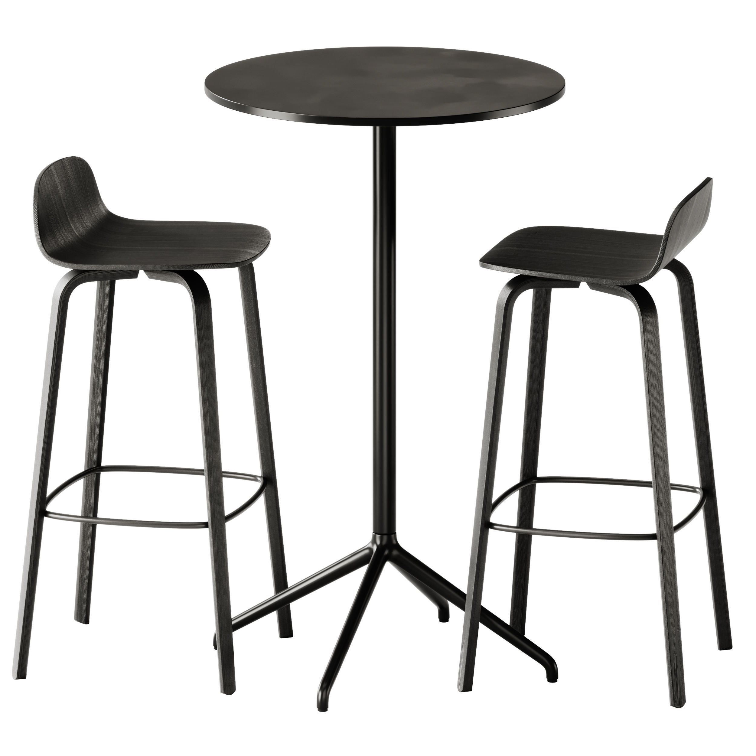 Visu Bar Stool and Still Cafe Table by Muuto 3D model_1