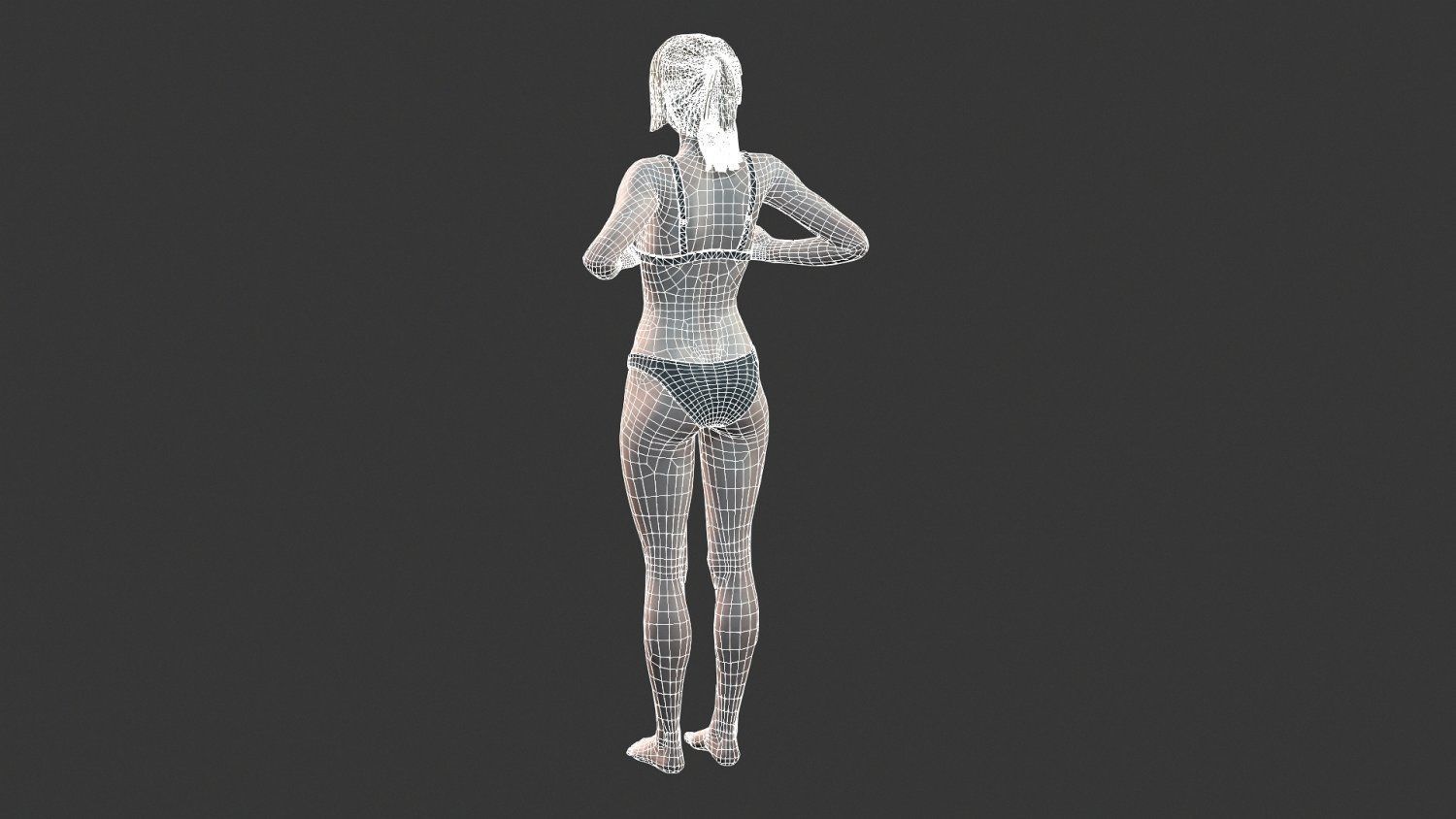 Game character Woman Low-poly 3D model_1