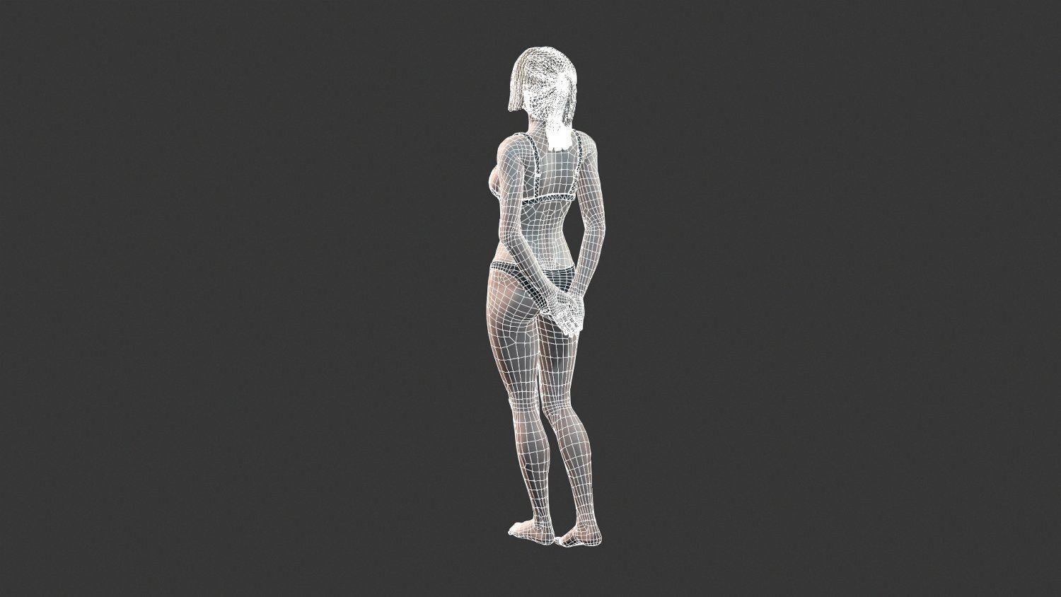 Game character Woman Low-poly 3D model_9