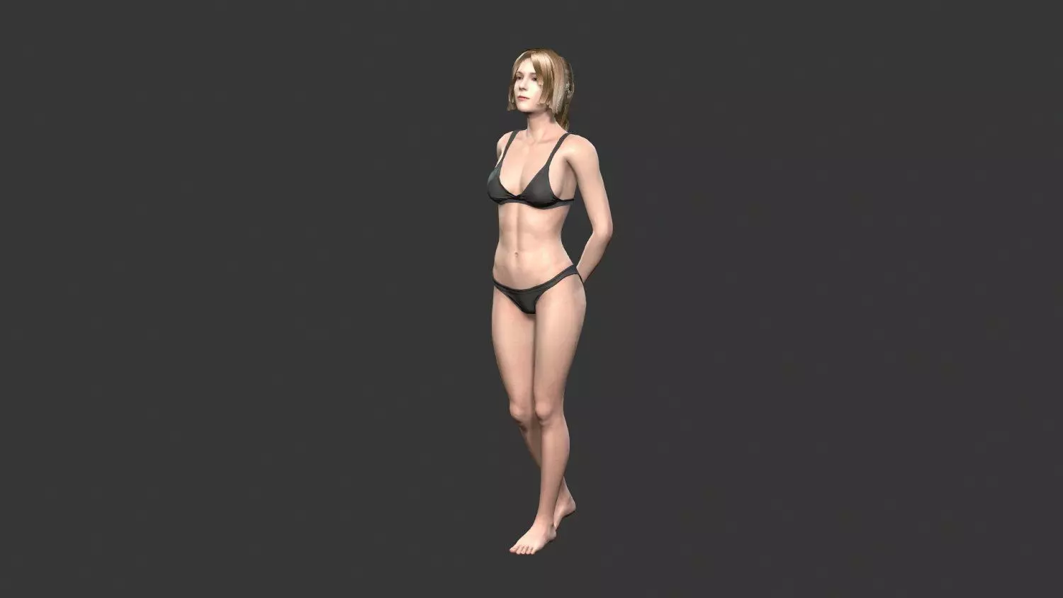 Game character Woman Low-poly 3D model_0