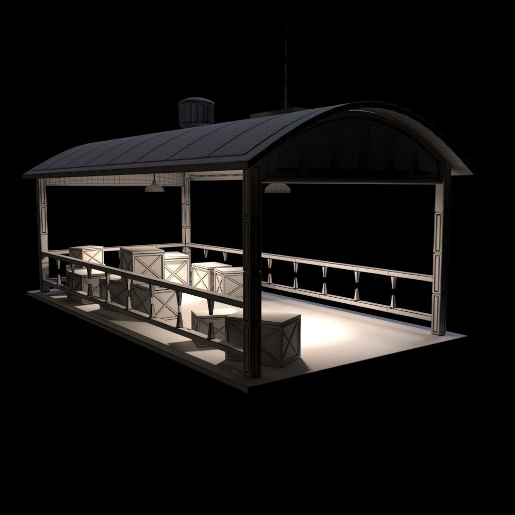 Sci-Fi Noir Hangar  Low-poly 3D model_14