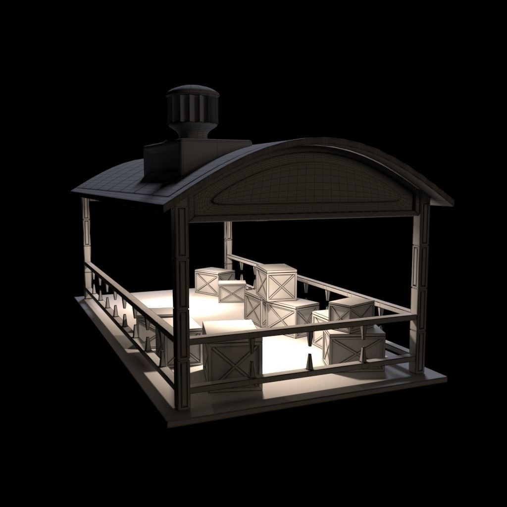 Sci-Fi Noir Hangar  Low-poly 3D model_15