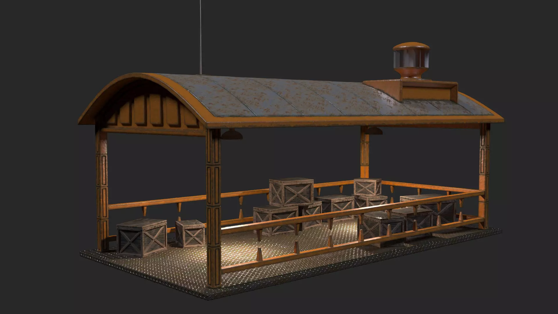 Sci-Fi Noir Hangar  Low-poly 3D model_0