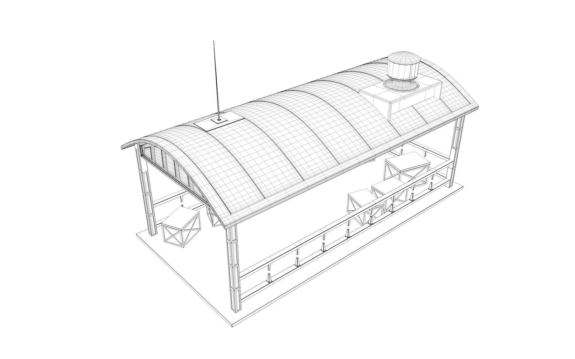 Sci-Fi Noir Hangar  Low-poly 3D model_16