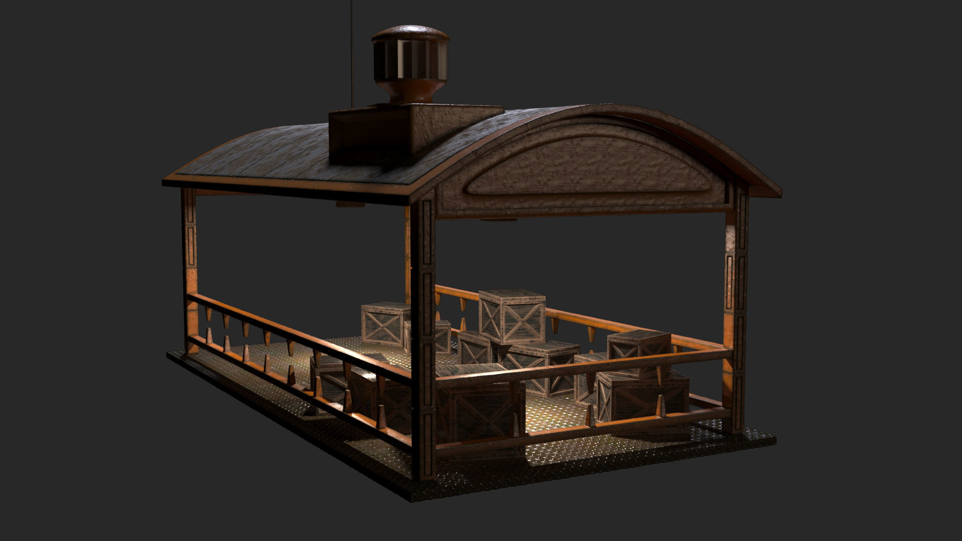 Sci-Fi Noir Hangar  Low-poly 3D model_7