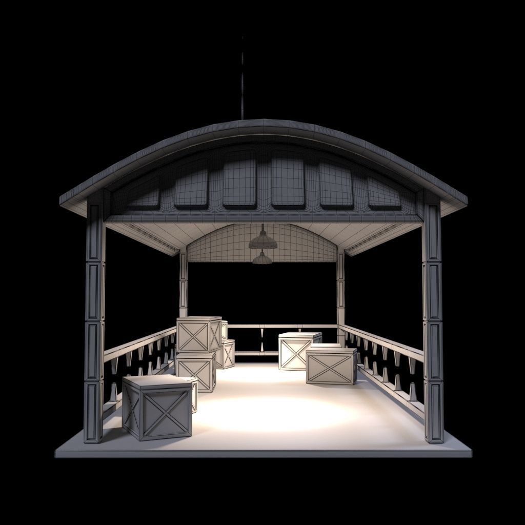 Sci-Fi Noir Hangar  Low-poly 3D model_8