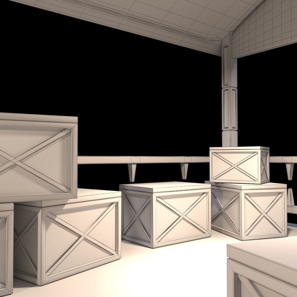 Sci-Fi Noir Hangar  Low-poly 3D model_13