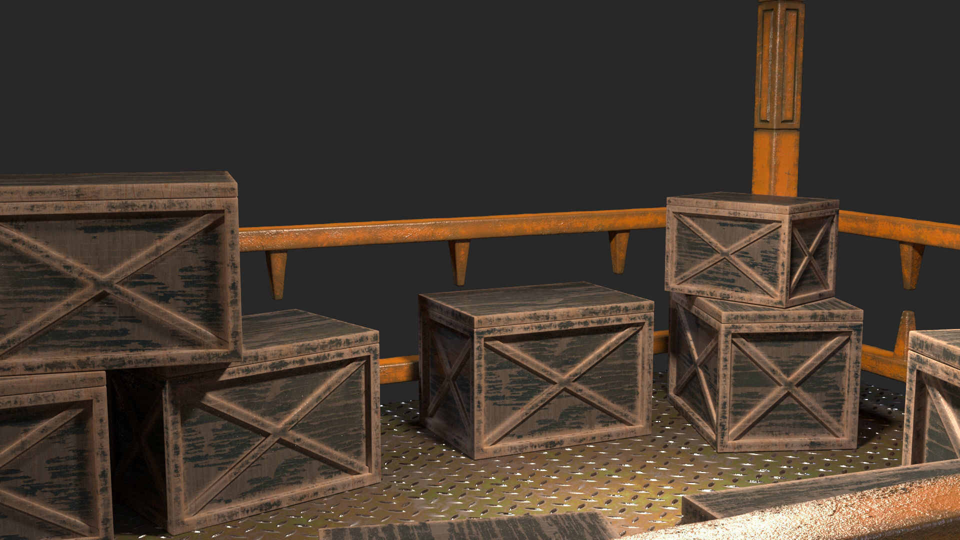 Sci-Fi Noir Hangar  Low-poly 3D model_5