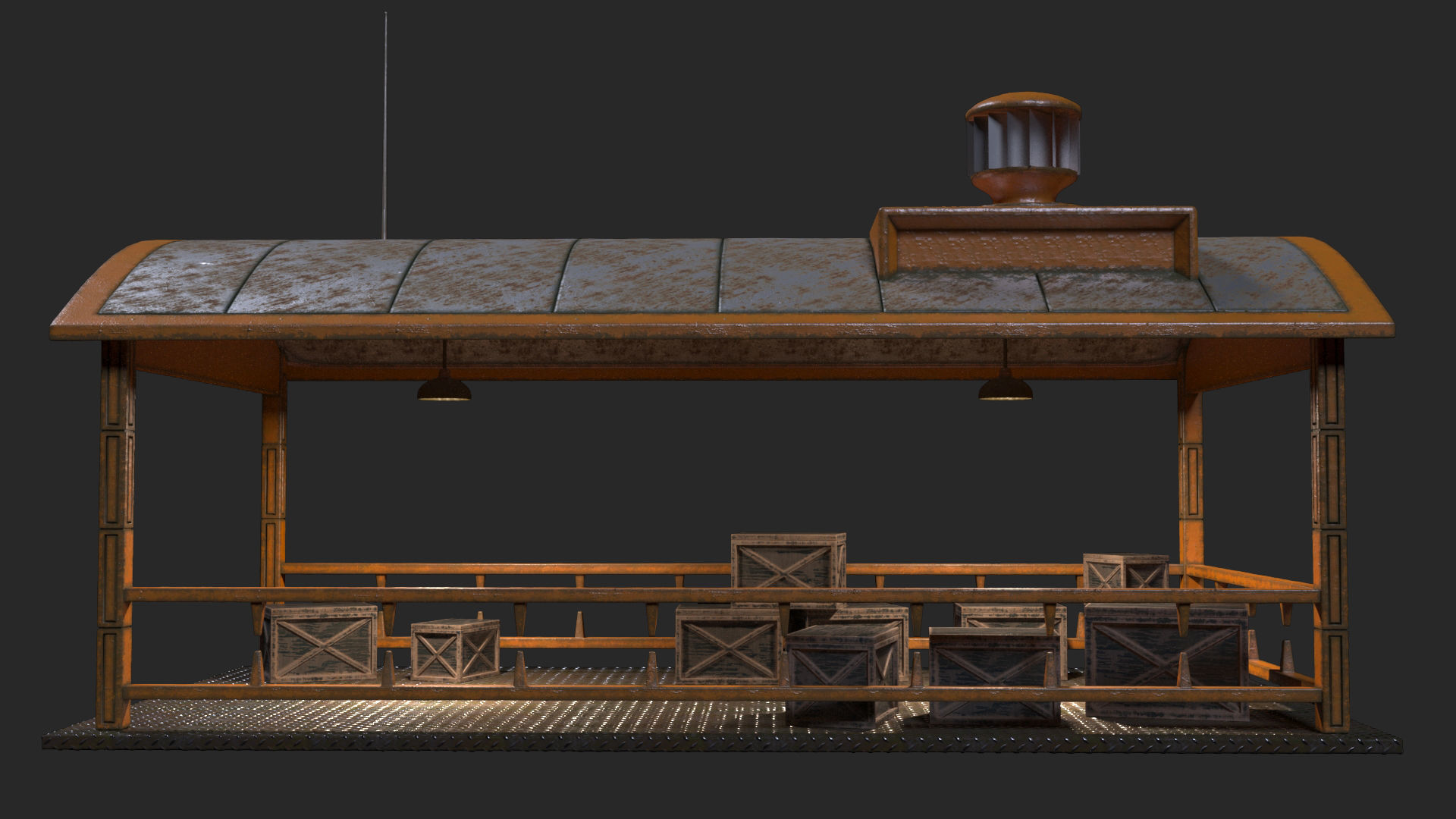 Sci-Fi Noir Hangar  Low-poly 3D model_2