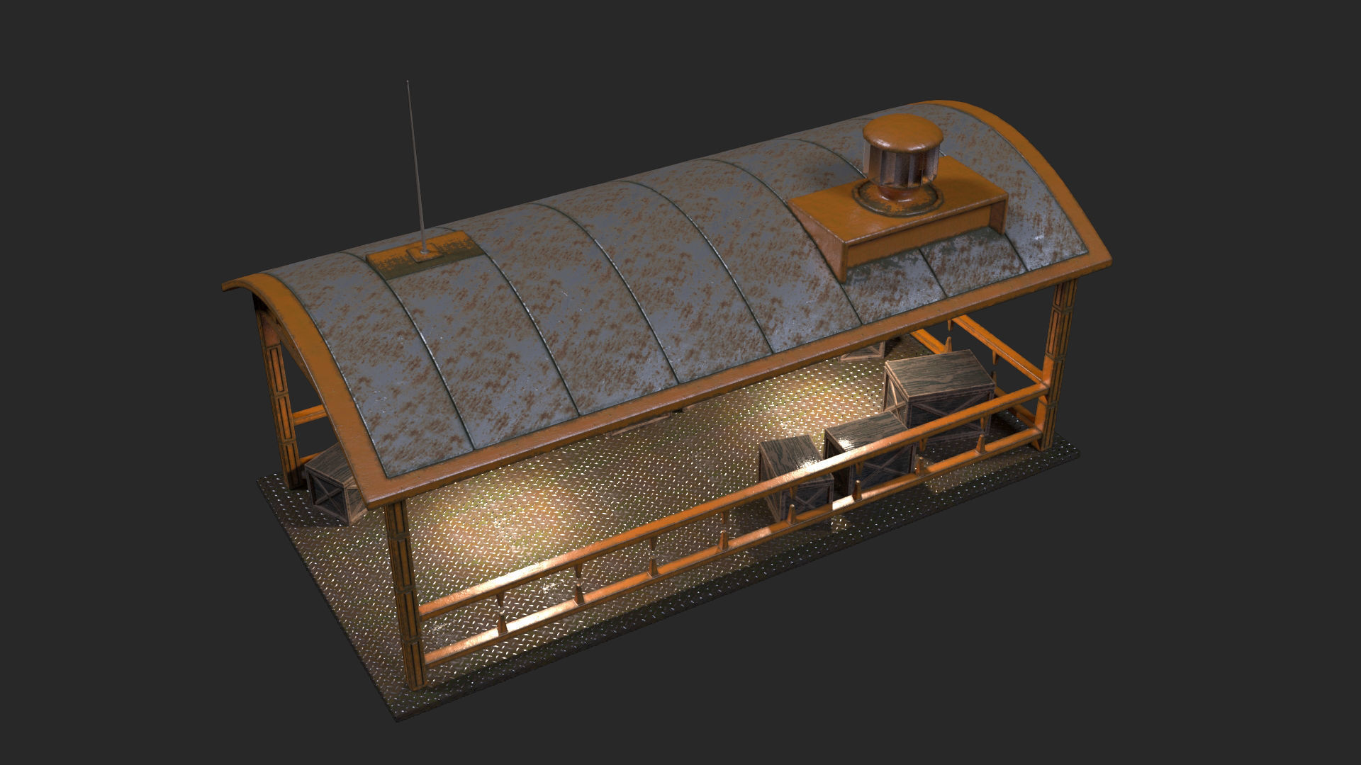 Sci-Fi Noir Hangar  Low-poly 3D model_3