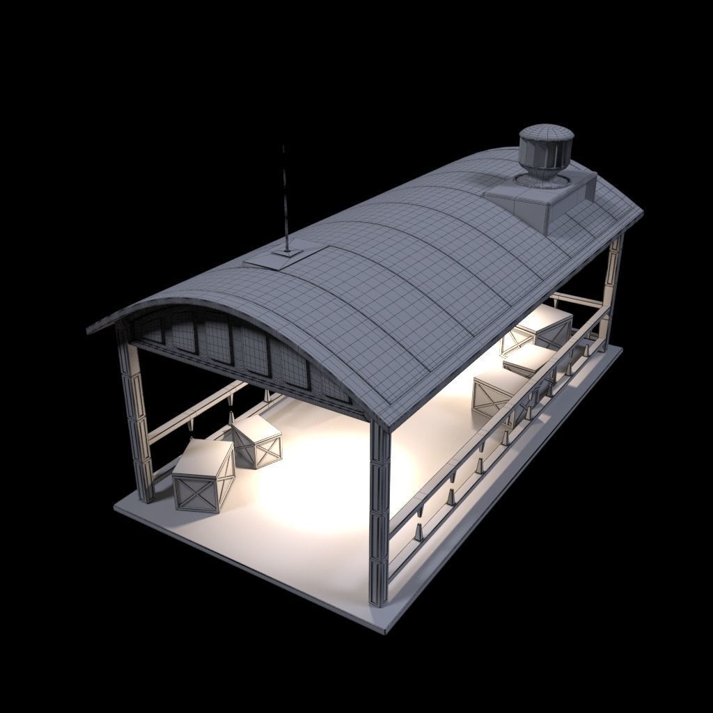 Sci-Fi Noir Hangar  Low-poly 3D model_11