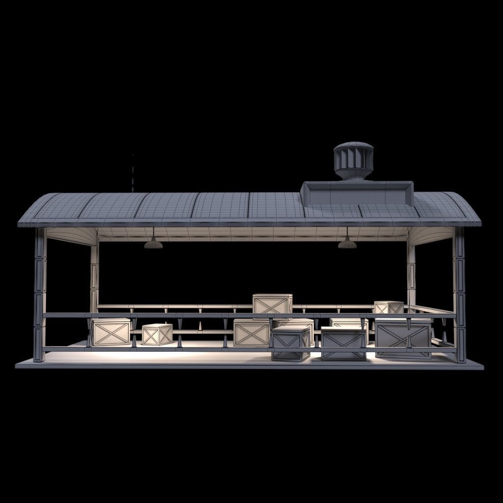 Sci-Fi Noir Hangar  Low-poly 3D model_9