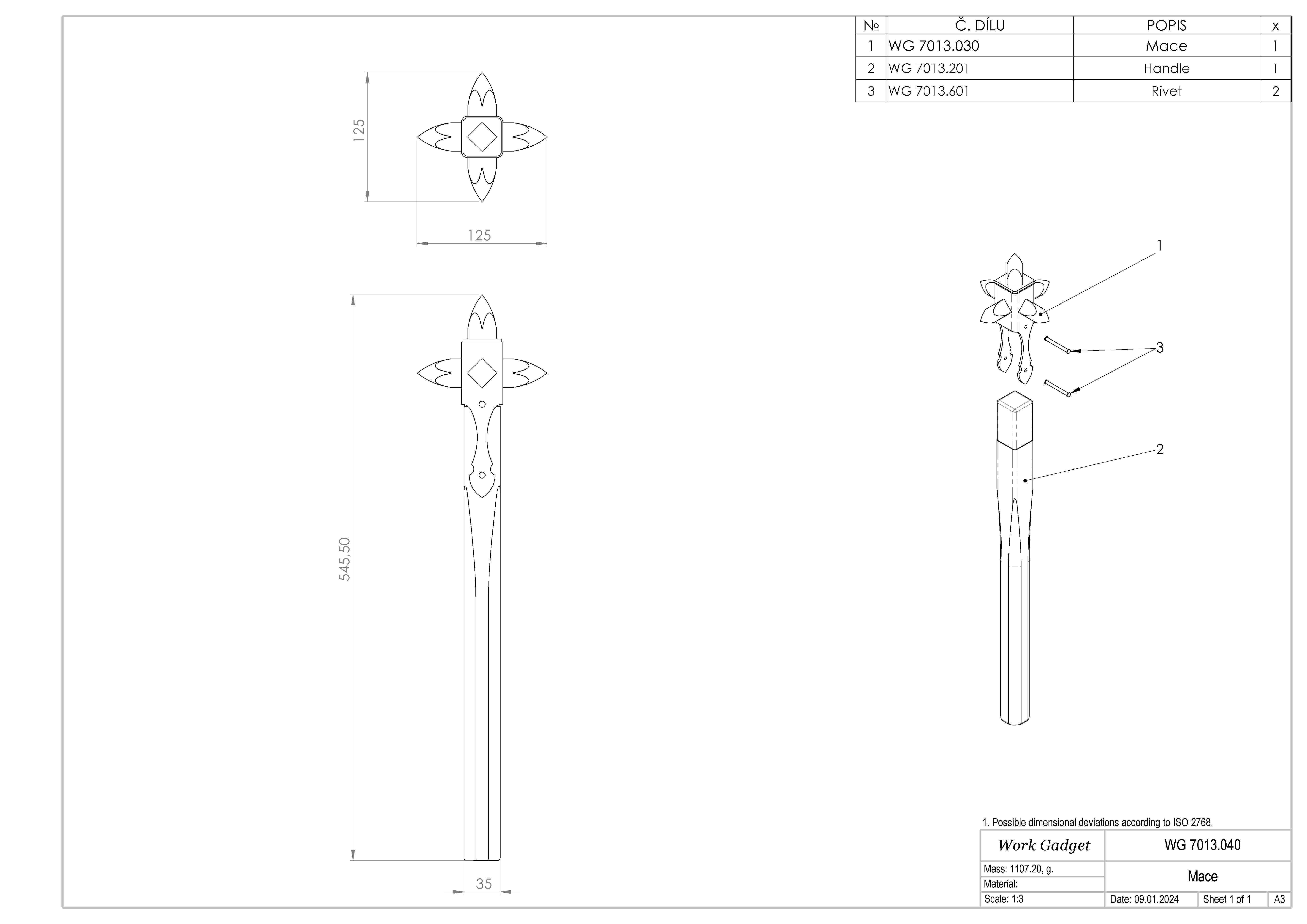 WG 7013 - Mace v4 Low-poly 3D model_1