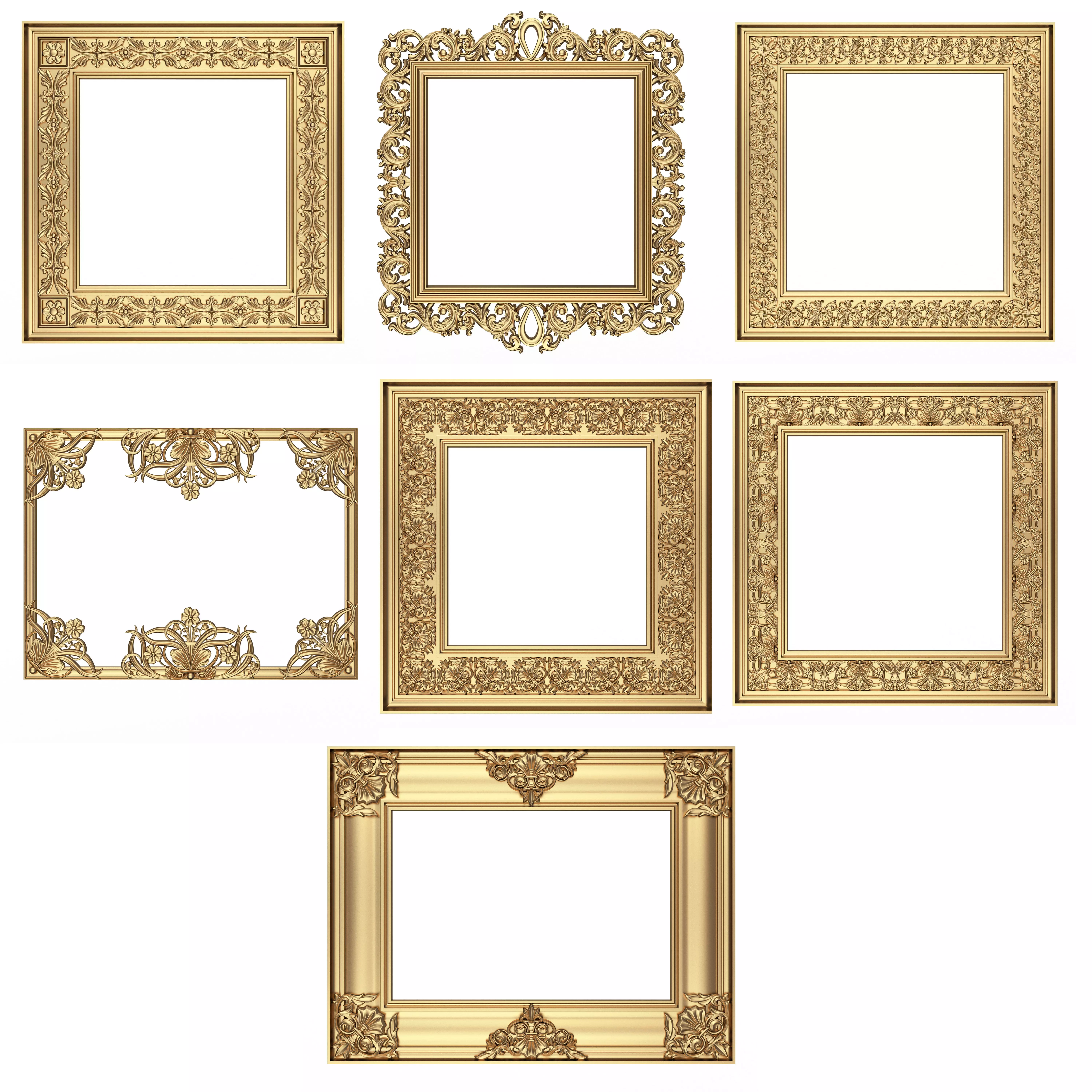 Classic Frame and Mirror Collection 05 Low-poly 3D model_0